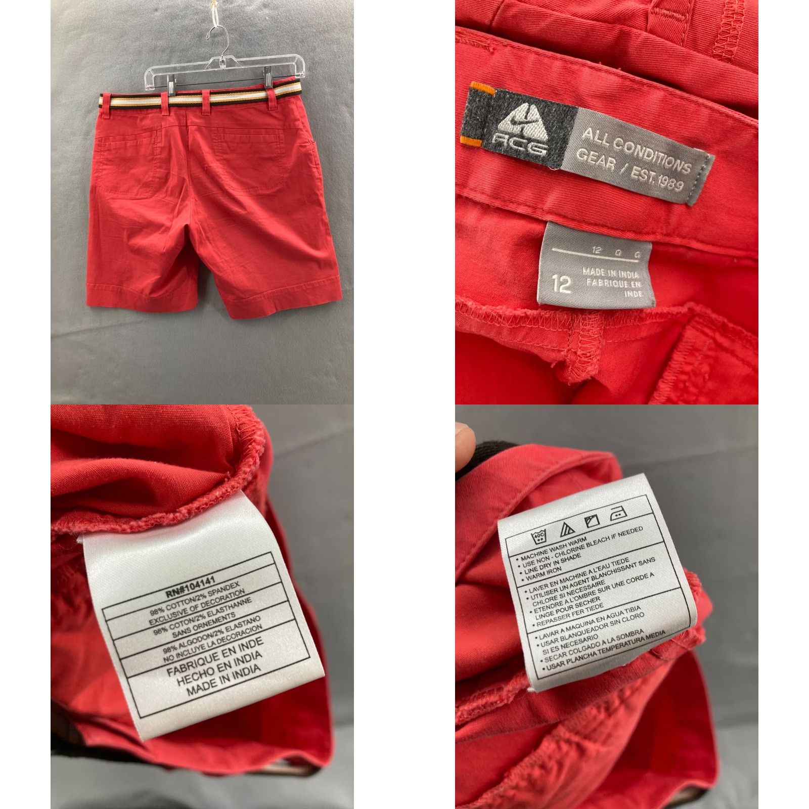Nike ACG VINTAGE Nike ACG Belted Shorts Womens 12 Red Loose Fit Shirt Womens L Red 90s Belted Athletic Belted Shoes? Size 36" / US 14 / IT 50 - 9 Thumbnail
