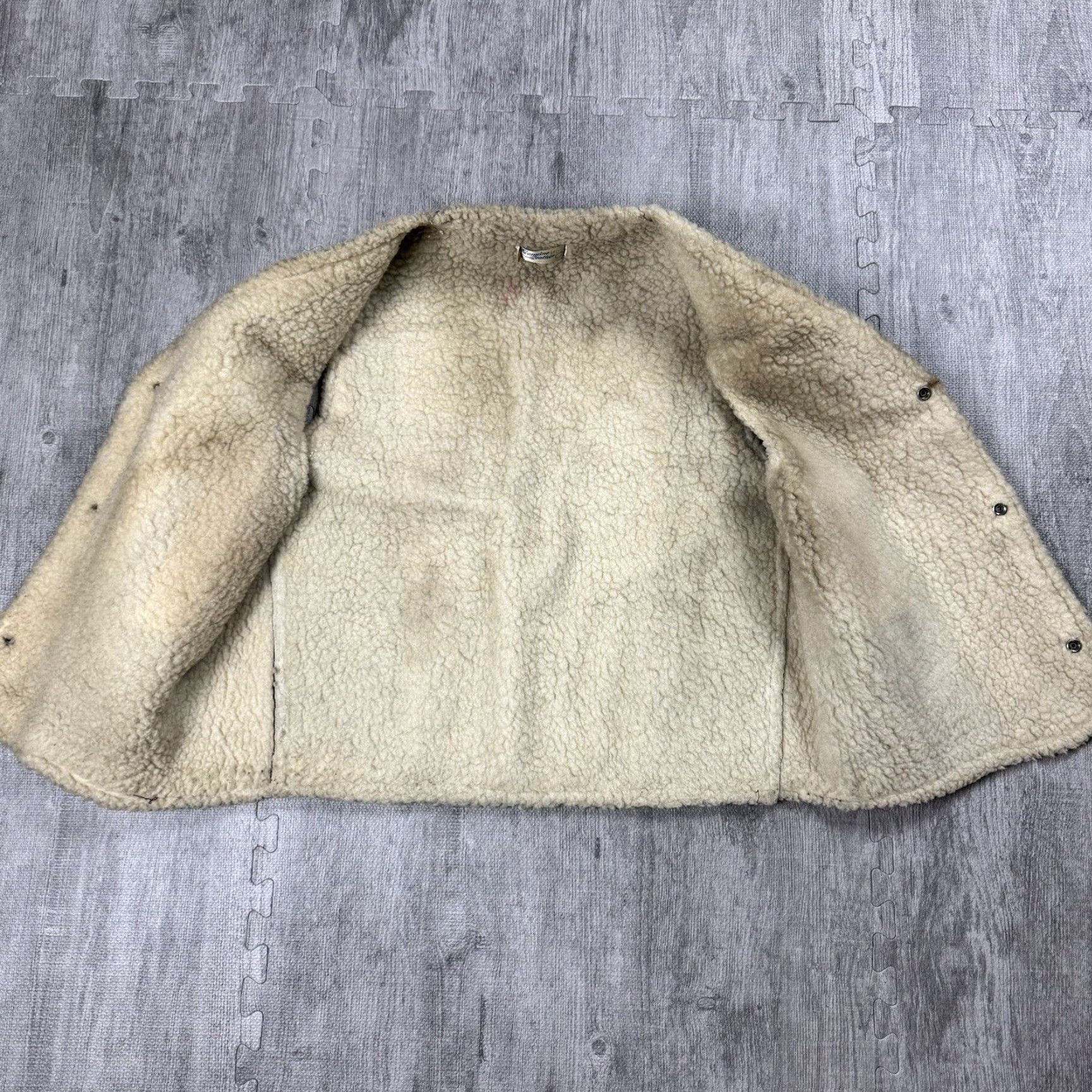Vintage Vintage 70s Western Rockabilly Leather Snap Vest Mens Size 46 Brown Patchwork Buckskin Sherpa Lined Cold Weather Size US S / EU 44-46 / 1 - 7 Thumbnail