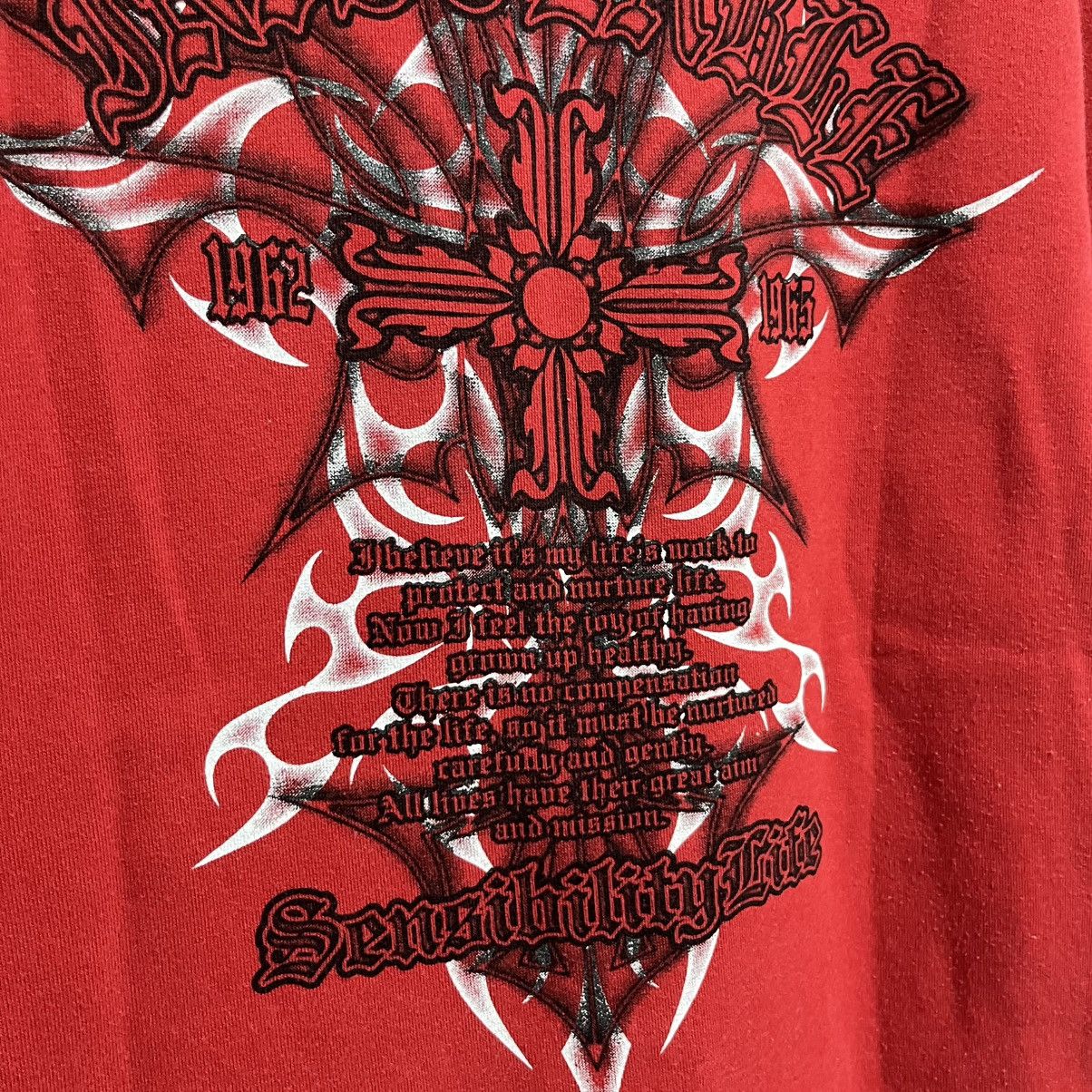 Japanese Brand Bayleaf Tribal Gothic Cross Hoodie - Red Graphic Pullover Size US M / EU 48-50 / 2 - 13 Thumbnail