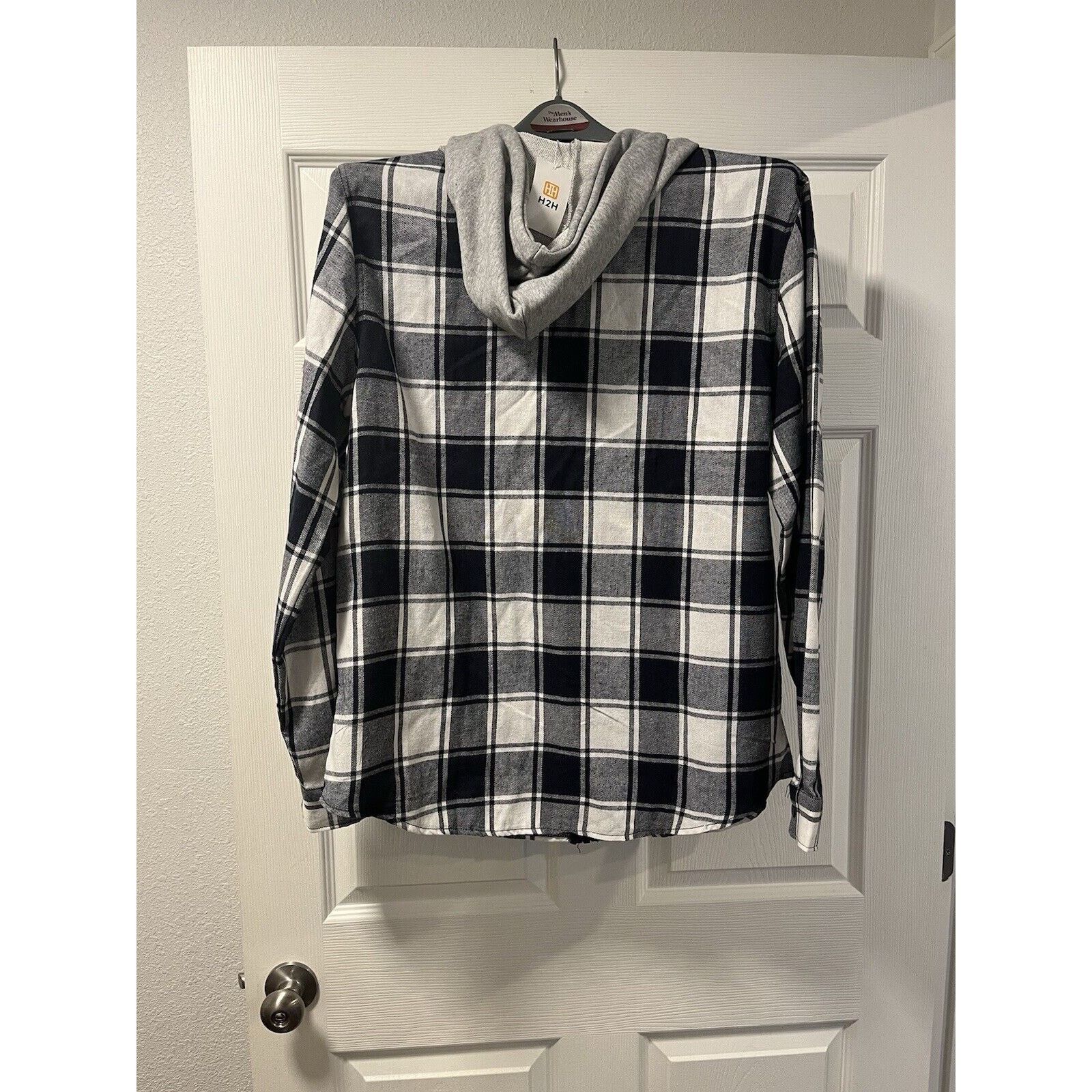 Other H2H Men’s Large Lightweight Plaid Flannel Hoodie Shirt Size US L / EU 52-54 / 3 - 2 Thumbnail