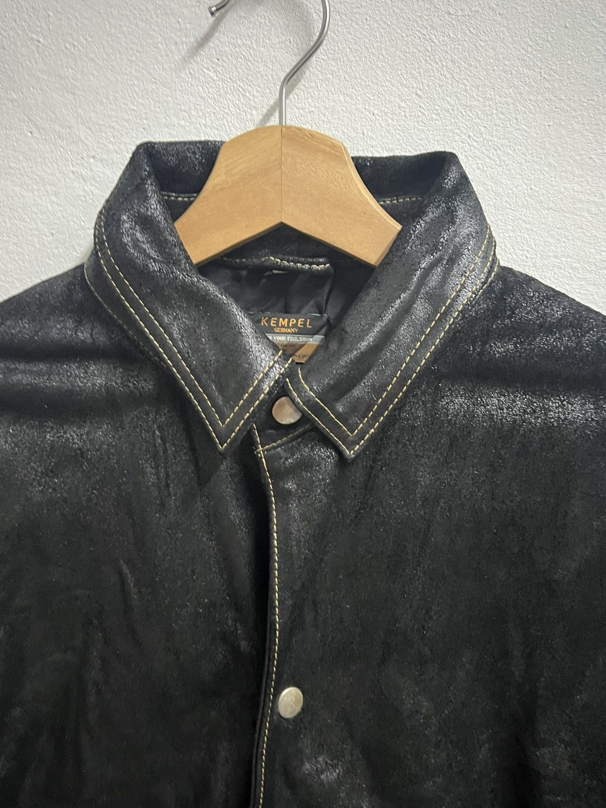 Vintage KEMPEL 🇩🇪 Button up leather jacket saiz 46 Size US XL / EU 56 / 4 - 2 Thumbnail