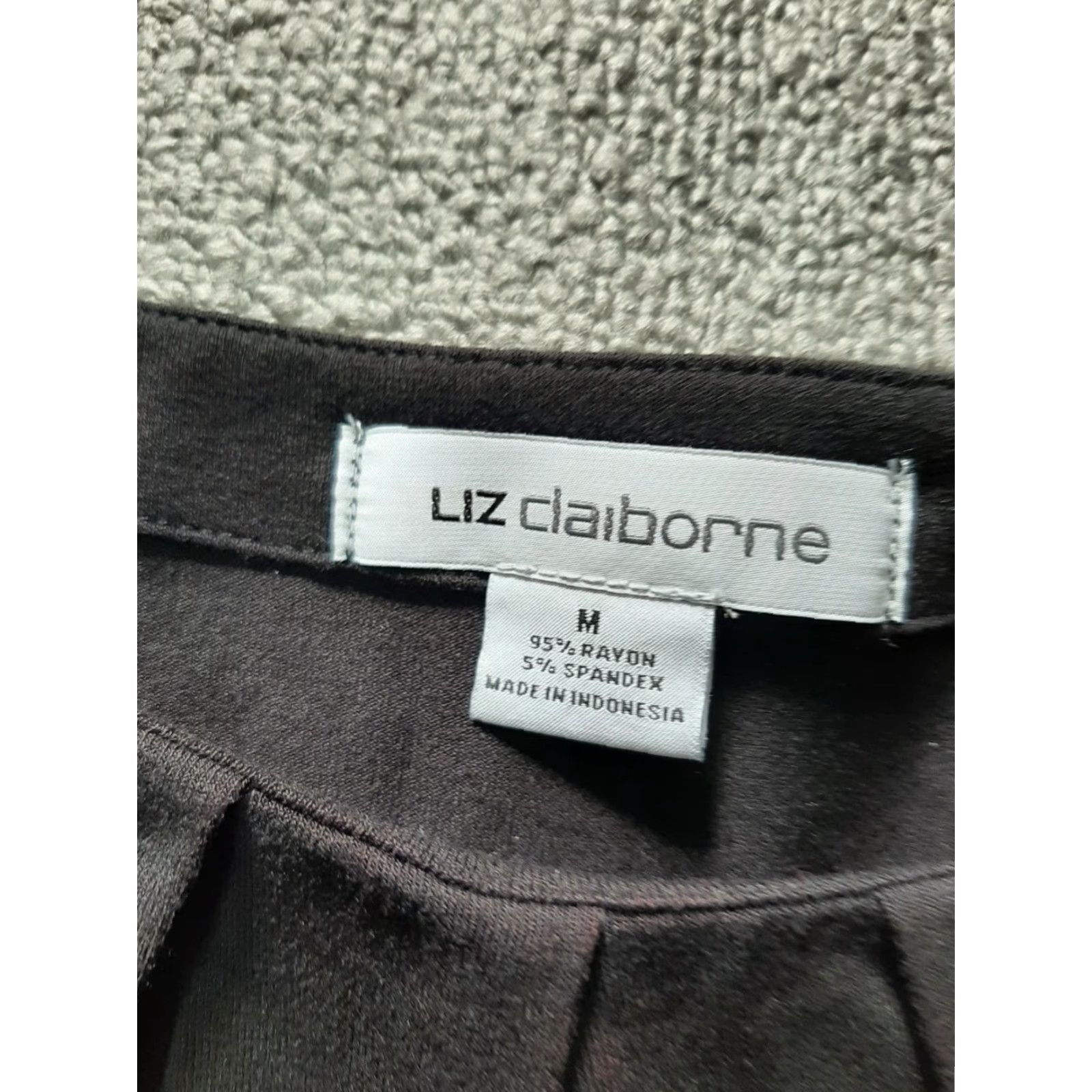 Liz Claiborne Liz Claiborne Women's Top Blouse Short Sleeve Black M Rayon Spandex Shirt Ladies Clothing Top 2020s Size M / US 6-8 / IT 42-44 - 2 Thumbnail