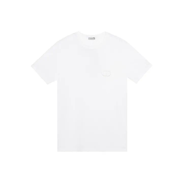 Dior White Logo Embroidered Short Sleeve T-shirt 0079