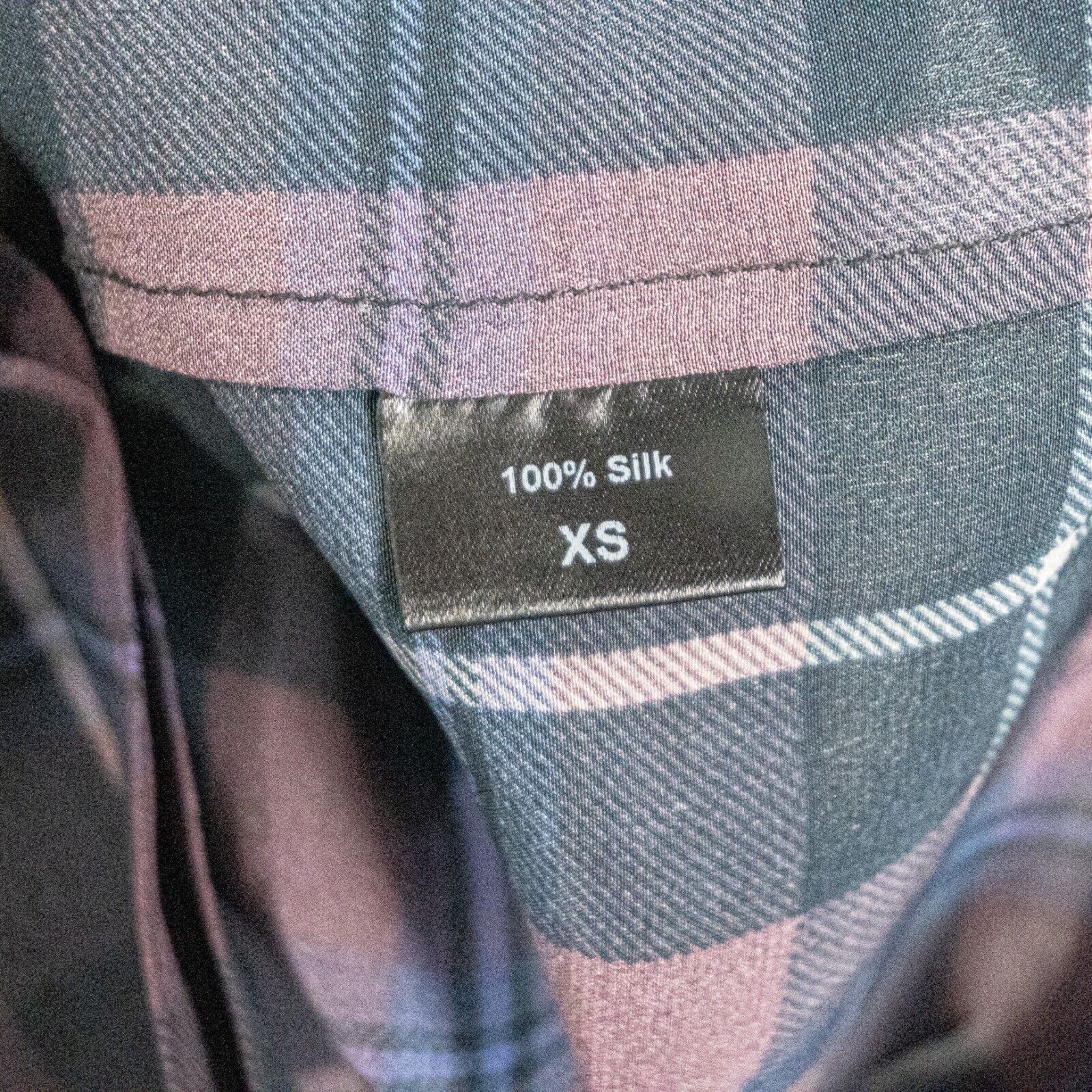 Other Jenni Kayne Silk Button up Blouse Maroon Blue Plaid Size XS / US 0-2 / IT 36-38 - 7 Thumbnail