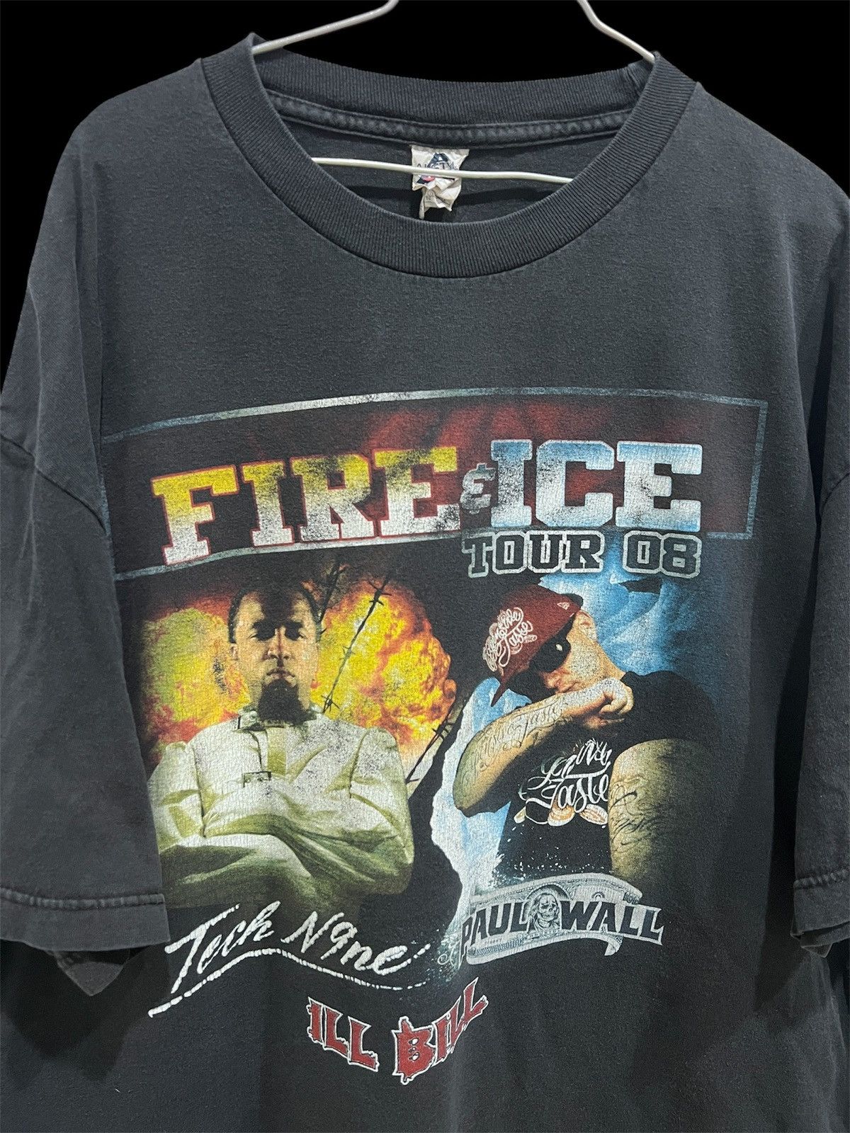 Rap Tees Vintage Y2K Fire Ice PaulWall Tech N9ne Tour Faded Hiphop DJ Size US XL / EU 56 / 4 - 1 Thumbnail