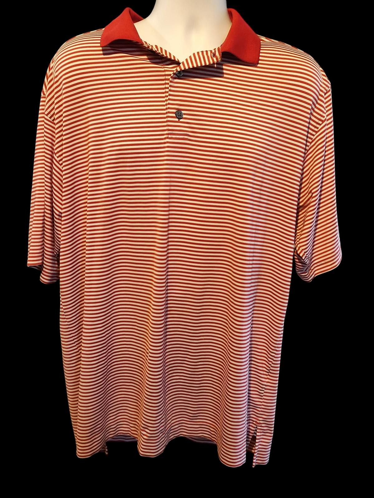 Footjoy FootJoy Prodry Lisle Men's Red and White Striped Polo Shirt Size US L / EU 52-54 / 3 - 1 Thumbnail
