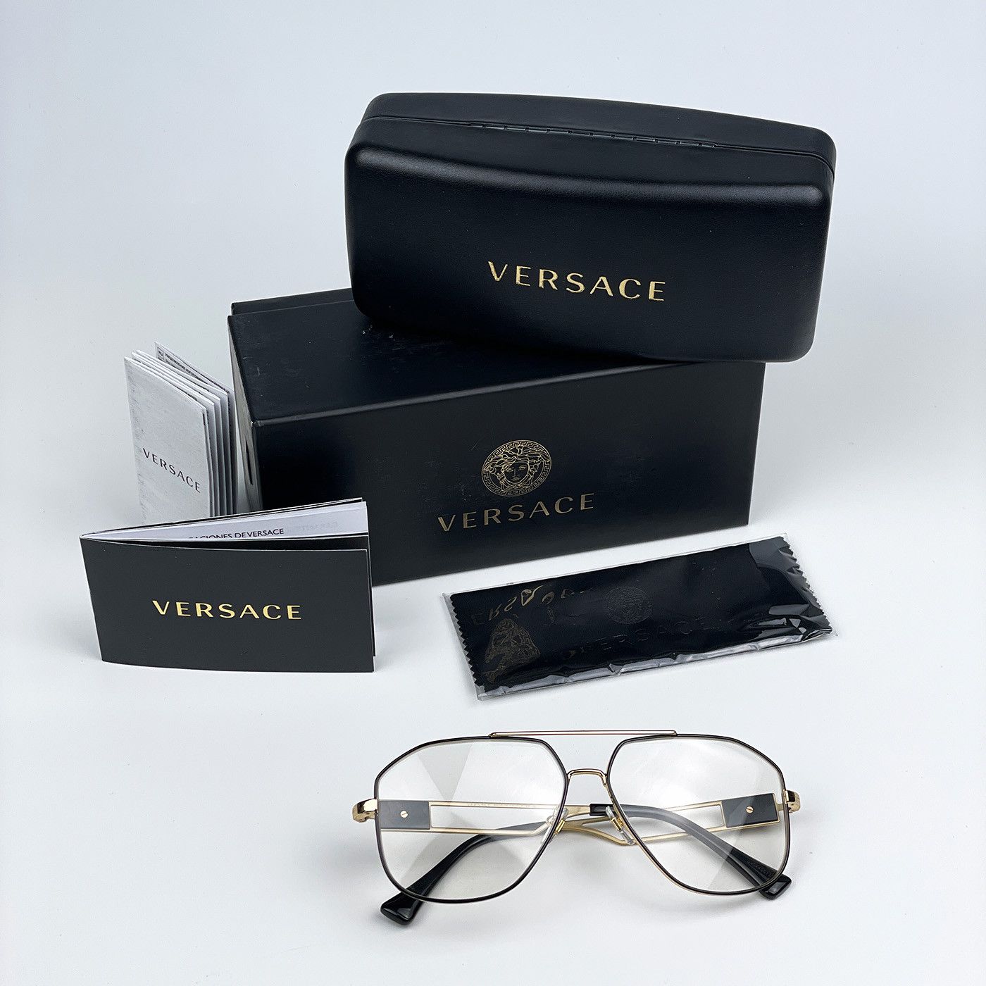 Versace NEW Versace VE1287 1443 Metal Pilot Men Unisex Eyeglasses Size ONE SIZE - 9 Thumbnail