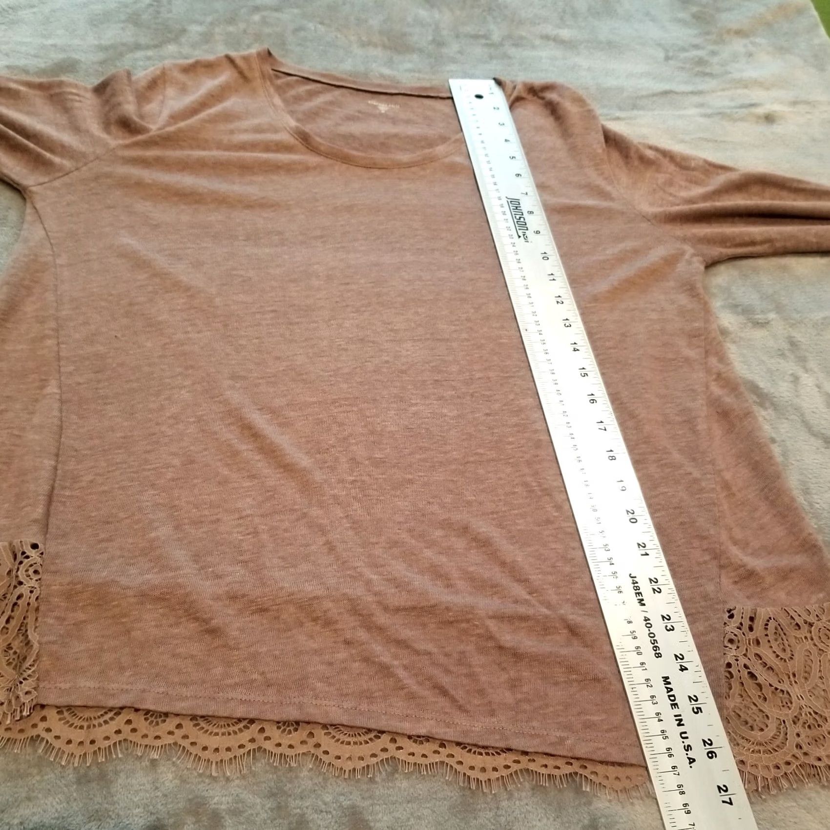 Vintage Garnet Hill Womens Scoop Neck Long Sleeve Lace Trim Top Brown Size Medium Size M / US 6-8 / IT 42-44 - 4 Thumbnail