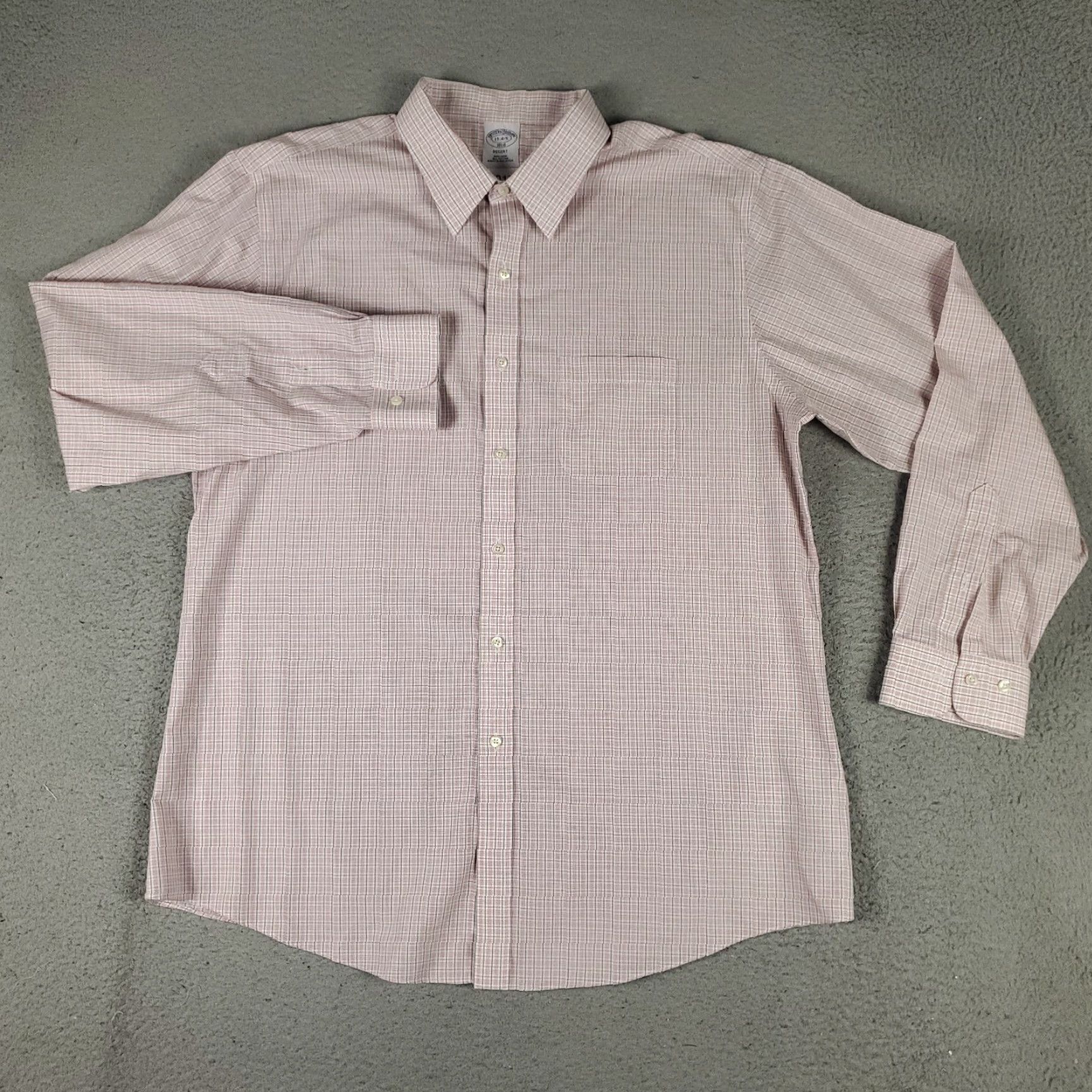 Brooks Brothers Brooks Brothers Dress Shirt Men's 17 Red Plaid Long Sleeve Button Up 100% Cotton Regular Fit Non-Iron Size 46R - 2 Thumbnail