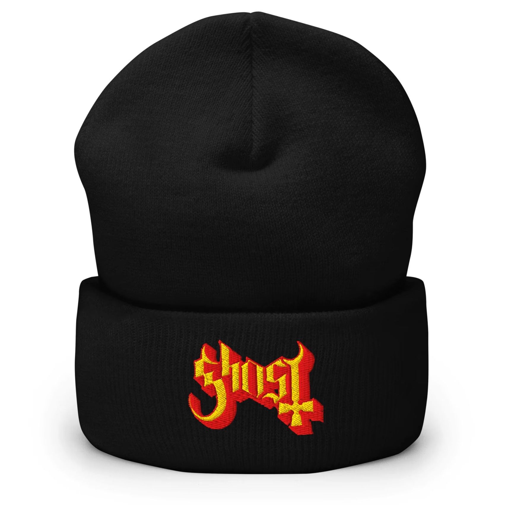 Vintage Ghost Embroidered Beanie Hat Black Officially Licensed Mens One Size Beanie Music Ghost Collection Casual Winter Fall Spring Summer Vintage No Size ONE SIZE - 3 Thumbnail