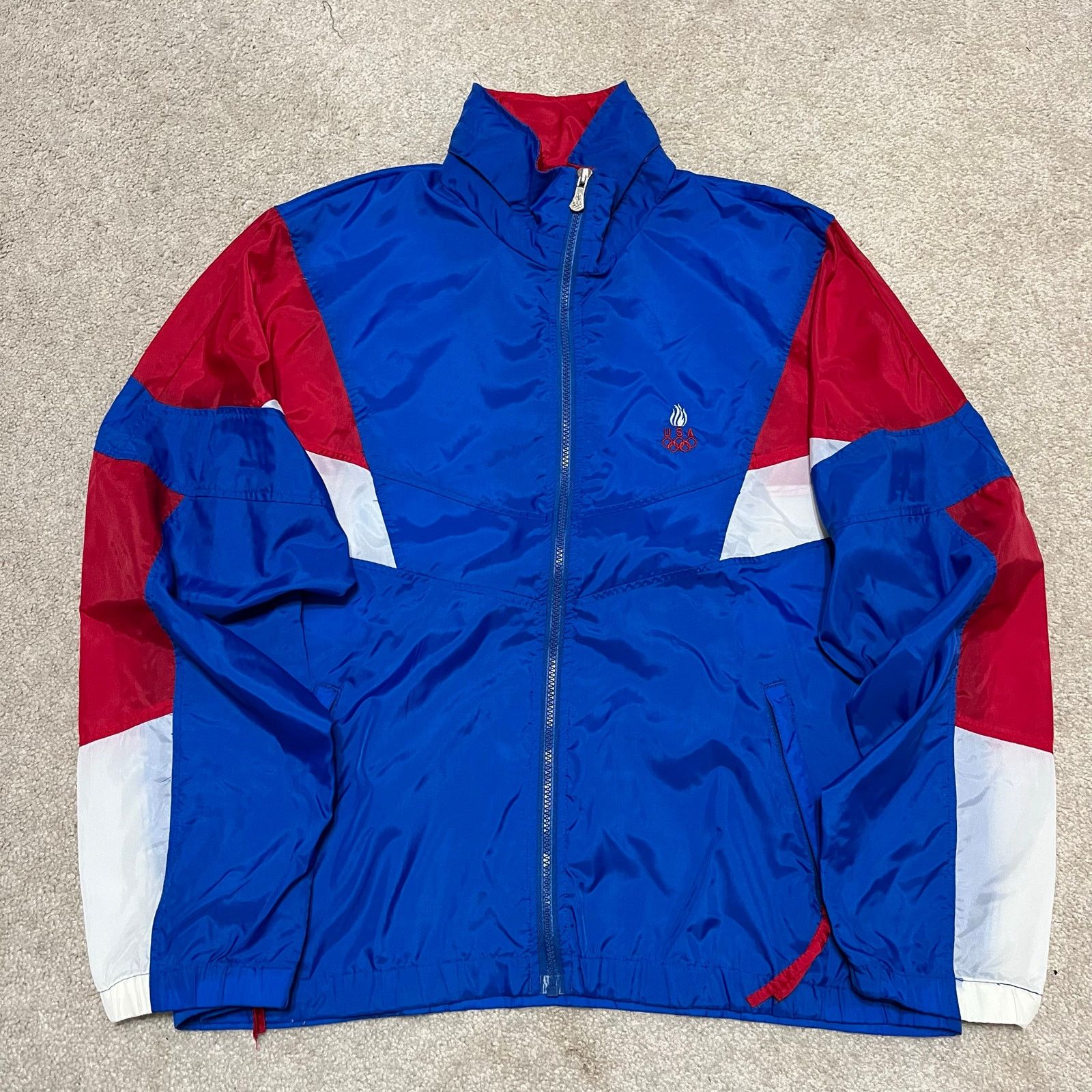 USA Olympics Vintage 90s USA Olympic Team Windbreaker Jacket Red White Bl Size US L / EU 52-54 / 3 - 1 Thumbnail