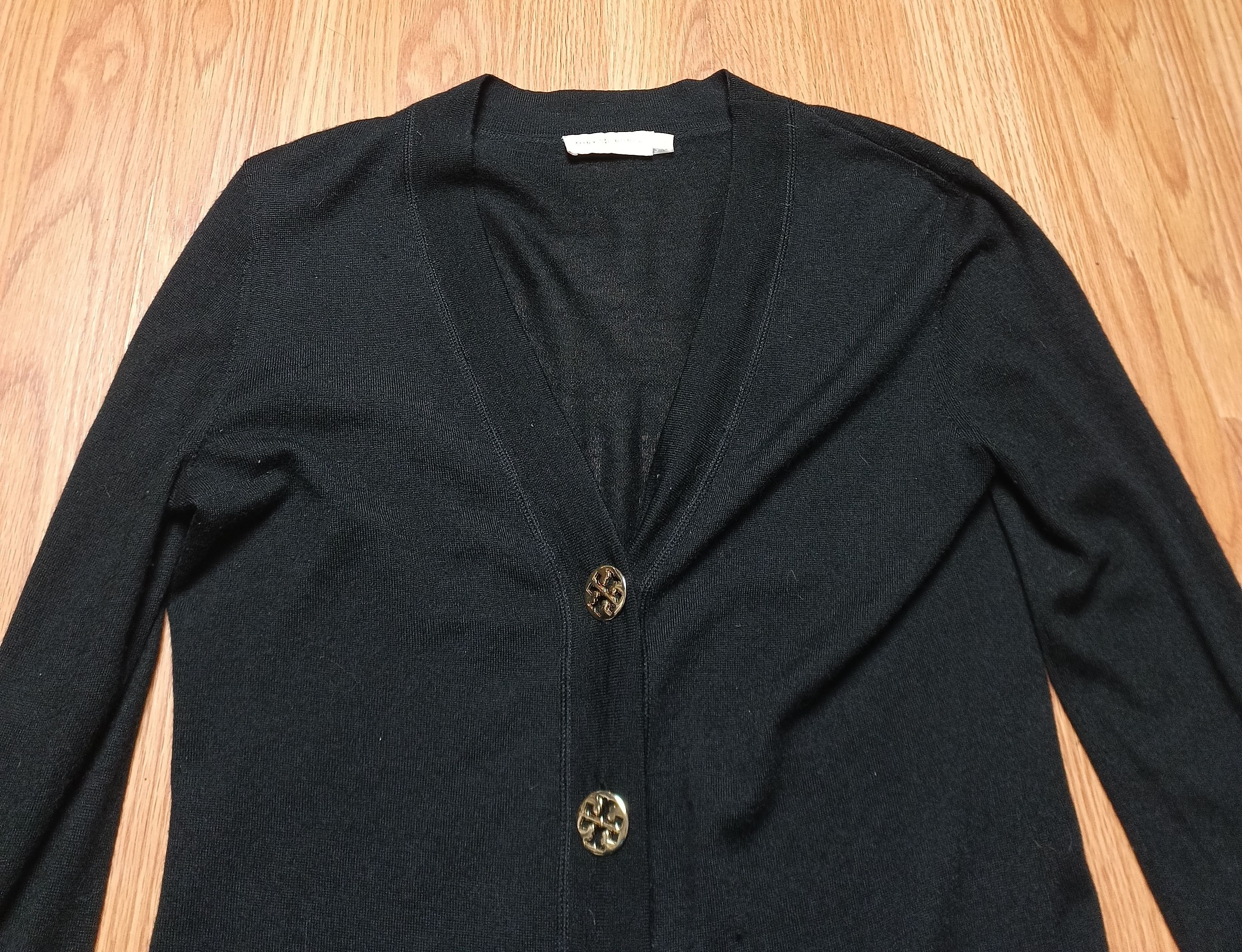 Tory Burch TORY BURCH Black Logo Button Merino Wool V-Neck Cardigan M Size M / US 6-8 / IT 42-44 - 6 Thumbnail