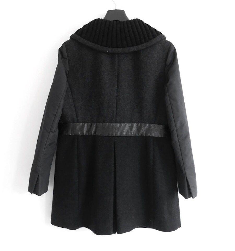 Prada Prada Fall 2008 Wool, Nylon, Knit & Leather Princess Coat Size L / US 10 / IT 46 - 2 Thumbnail