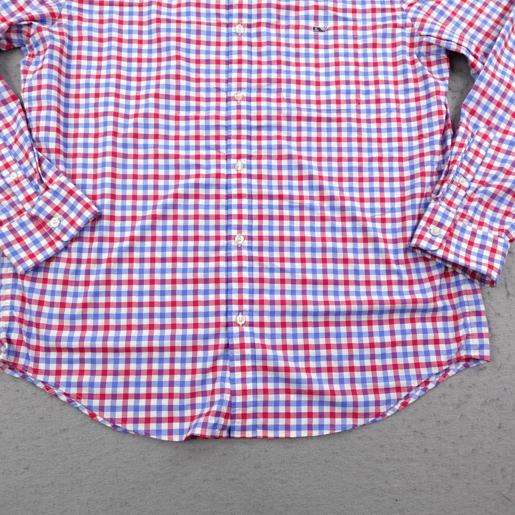 Vineyard Vines Vineyard Vines Shirt Mens Large Red Blue Check Classic Fit Performance Tucker Shirt Size US L / EU 52-54 / 3 - 4 Thumbnail