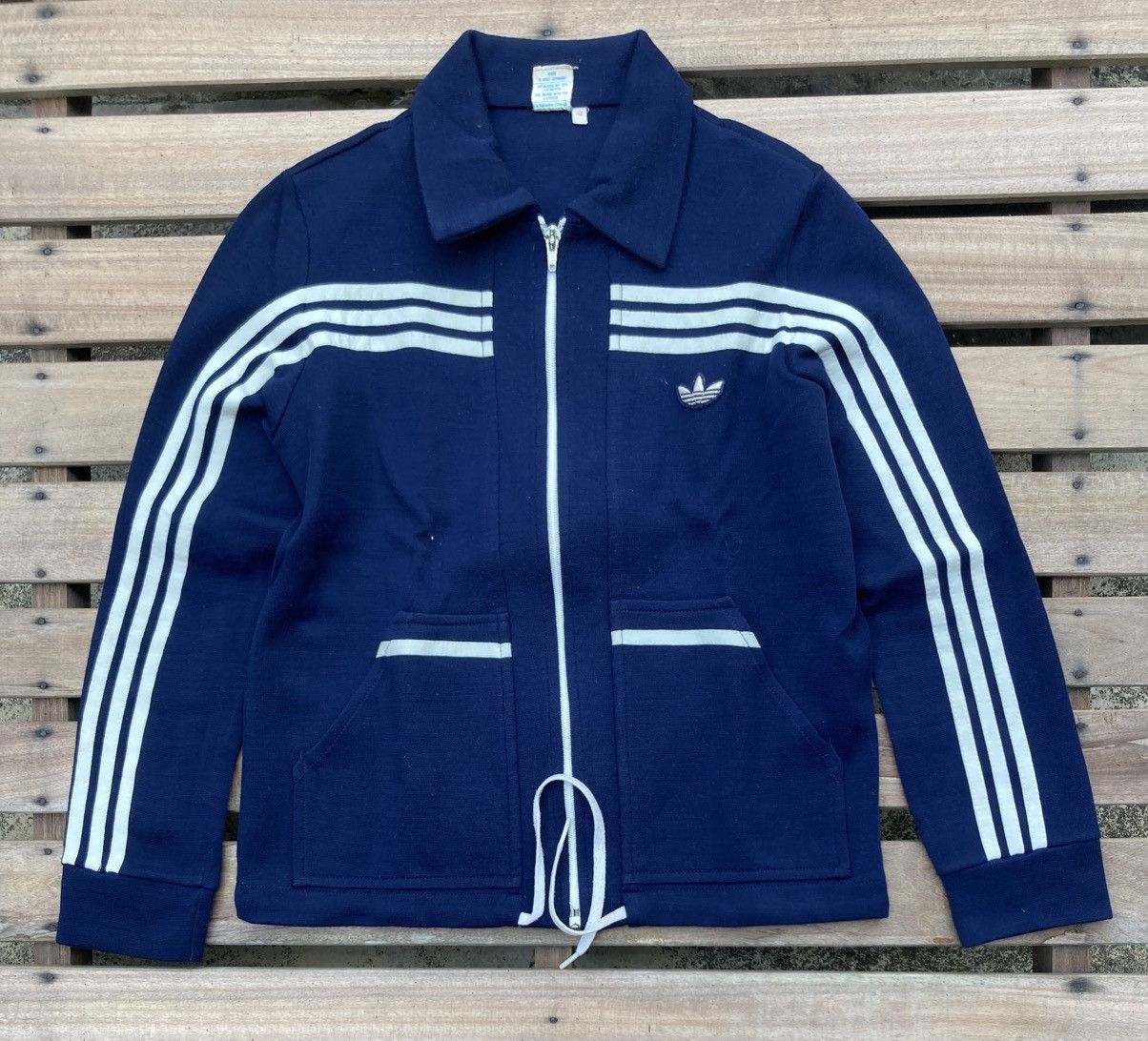 Vintage Vintage 1970s Adidas Schwann Track Top Dark Blue Jackets Size US XS / EU 42 / 0 - 2 Thumbnail