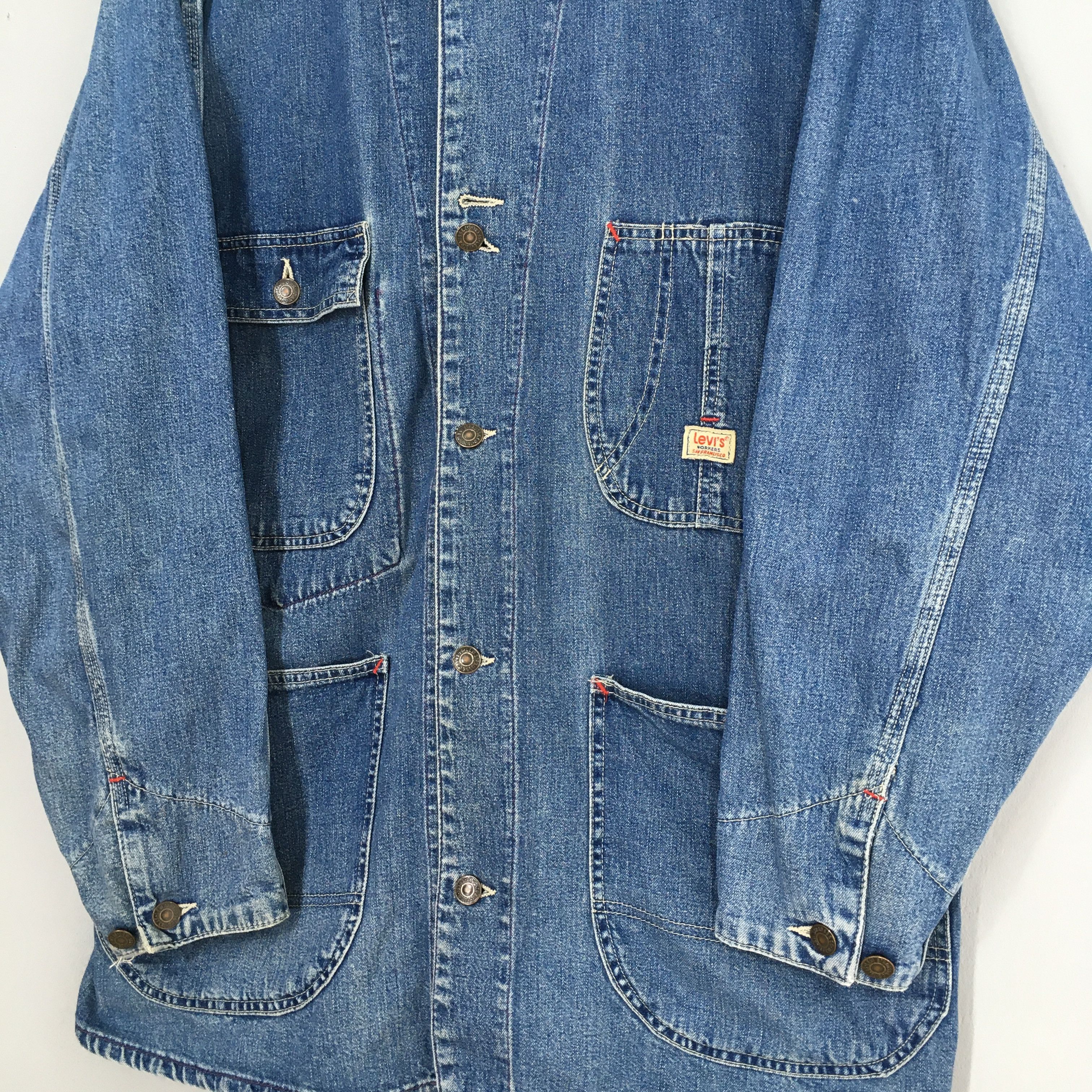 Levi's Vintage 1990s Levi's Denim Jeans Worker Jacket XLarge Size US XL / EU 56 / 4 - 4 Thumbnail