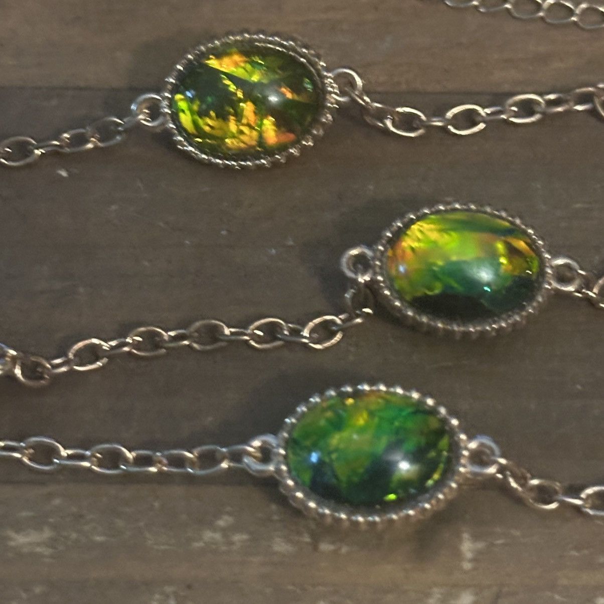 Other Gold tone stationed fire opal chain necklace Size ONE SIZE - 3 Thumbnail