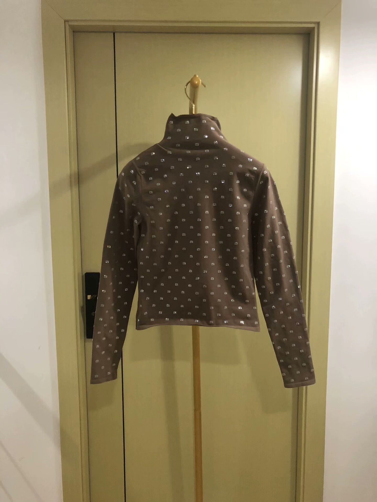 Alexander Wang Brown Polka Dot Turtleneck Top