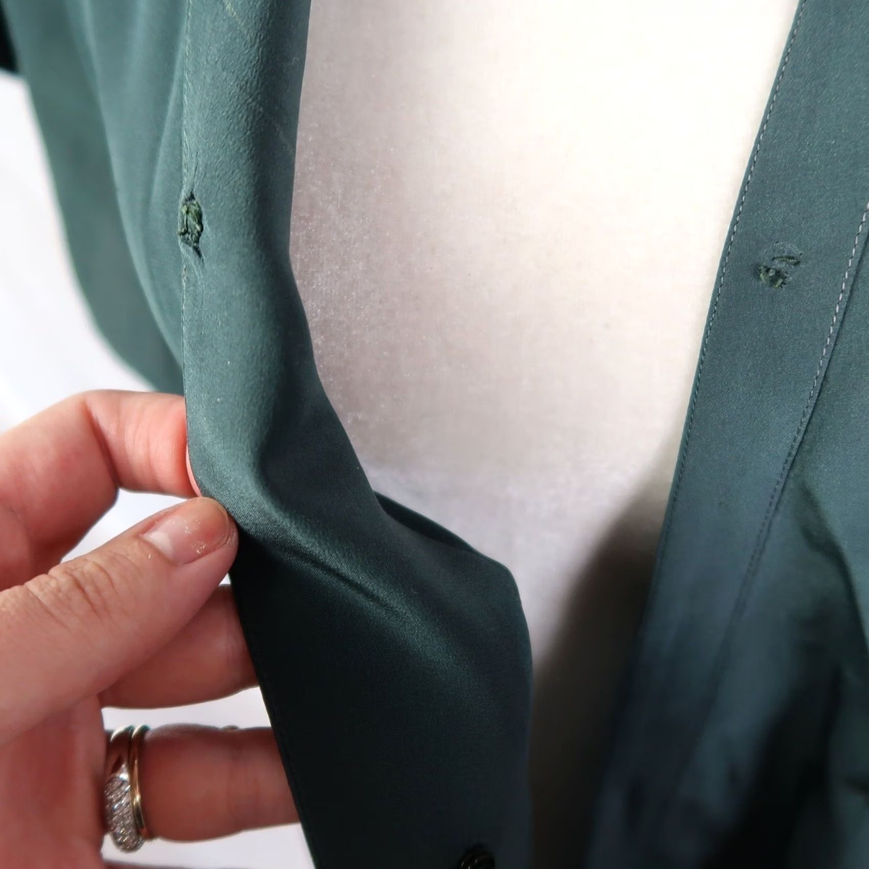 Versace VINTAGE Gianni Versace Blouse Top Dark Green Silk 90s Womens S Size S / US 4 / IT 40 - 7 Thumbnail