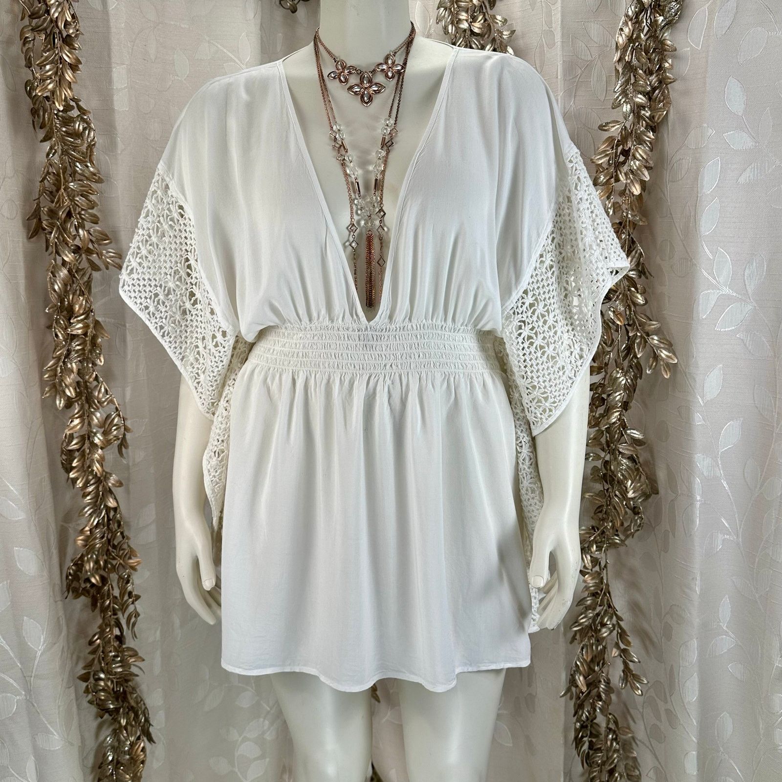 Victoria's Secret Victoria’s Secret White Crochet Swim Cover-Up Dress XL Boho Size XL / US 12-14 / IT 48-50 - 1 Thumbnail