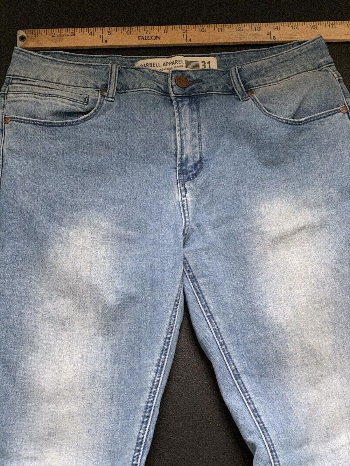 Designer Barbell Apparel Jeans Blue Denim Straight Stretch Distressed Size US 31 - 8 Thumbnail
