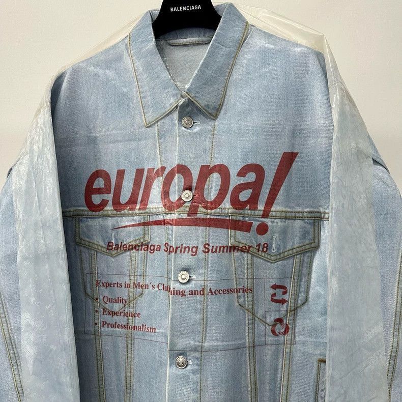 Balenciaga Balenciaga SS18 Europa Denim Jacket-2506 Size US XXL / EU 58 / 5 - 3 Thumbnail