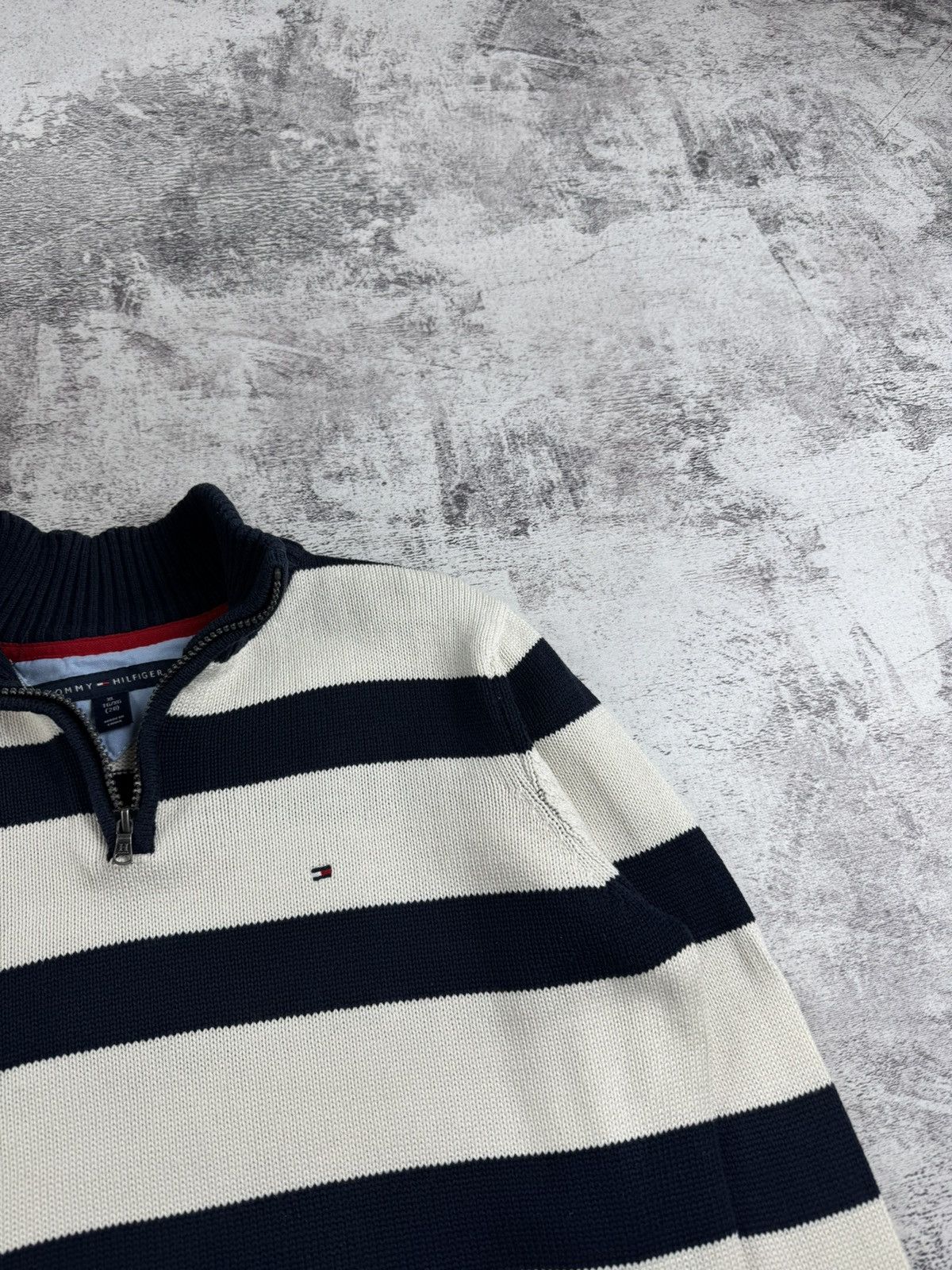Tommy Hilfiger Tommy Hilfiger USA Striped 1/3 1/4 Varsity Sweater Pullover Size US M / EU 48-50 / 2 - 9 Thumbnail