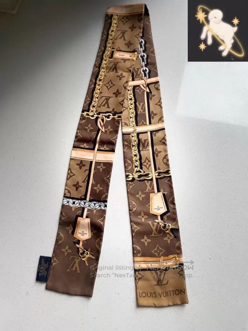 Louis Vuitton Louis Vuitton Brown presbyopic pattern twill silk scarf Size ONE SIZE - 1 Thumbnail