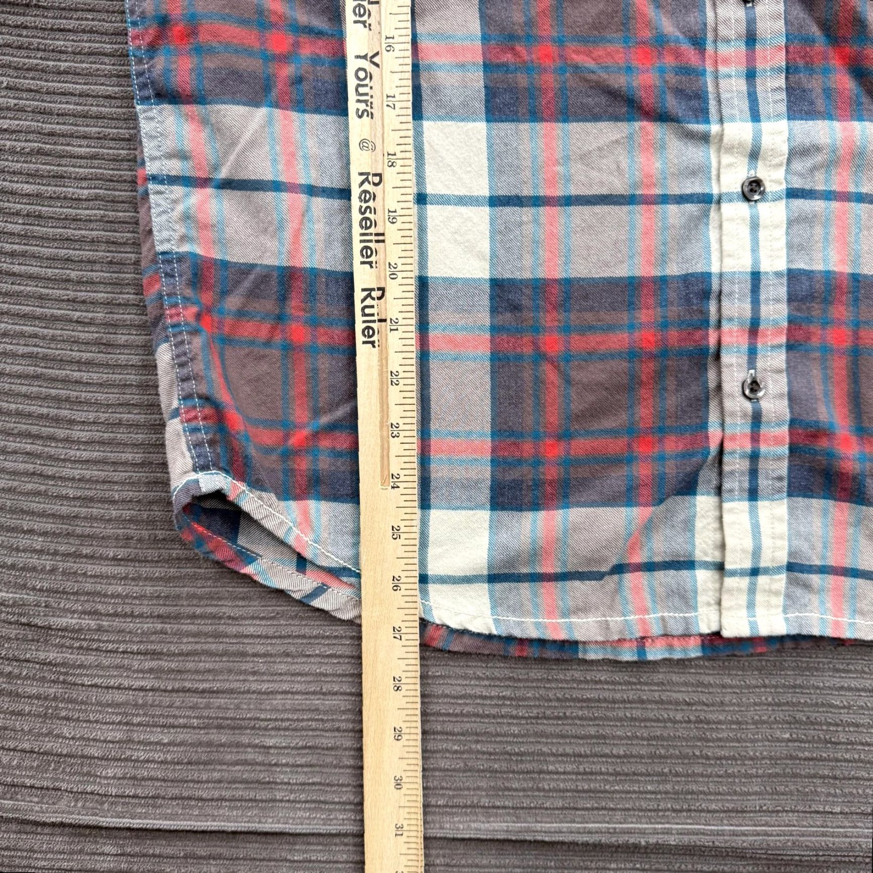 Prana prAna Shirt Mens Medium Blue Red Gray Plaid Button-Down Organic Cotton Blend Shirt Size US M / EU 48-50 / 2 - 5 Thumbnail