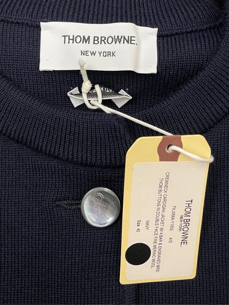Thom Browne Thom browne Dark blue four-striped villain button knitted c Size M / US 6-8 / IT 42-44 - 5 Thumbnail