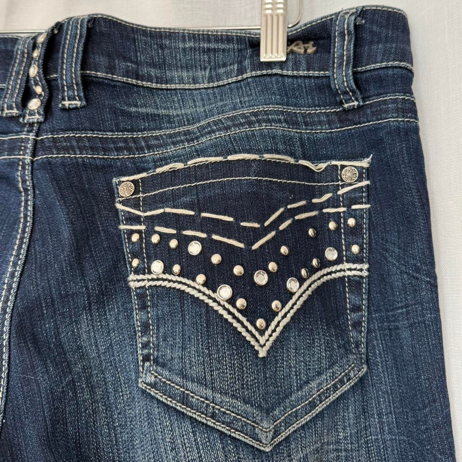 Vintage ✿ y2k studded flare jeans low rise dark wash bootcut ✿ Size 34" / US 12 / IT 48 - 5 Thumbnail