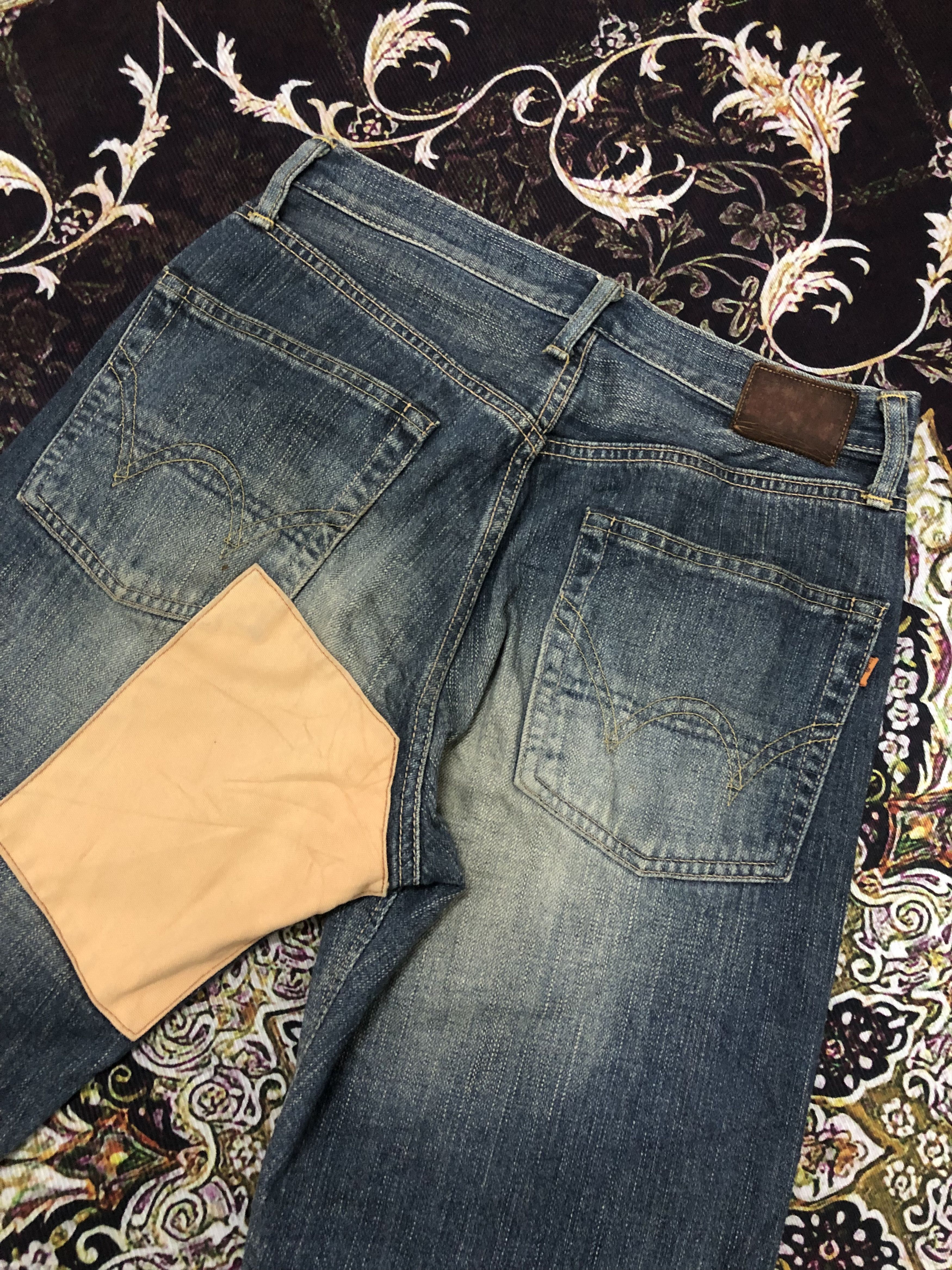 Edwin Distressed edwin selvedge jeans with undone patchwork Size US 30 / EU 46 - 3 Thumbnail