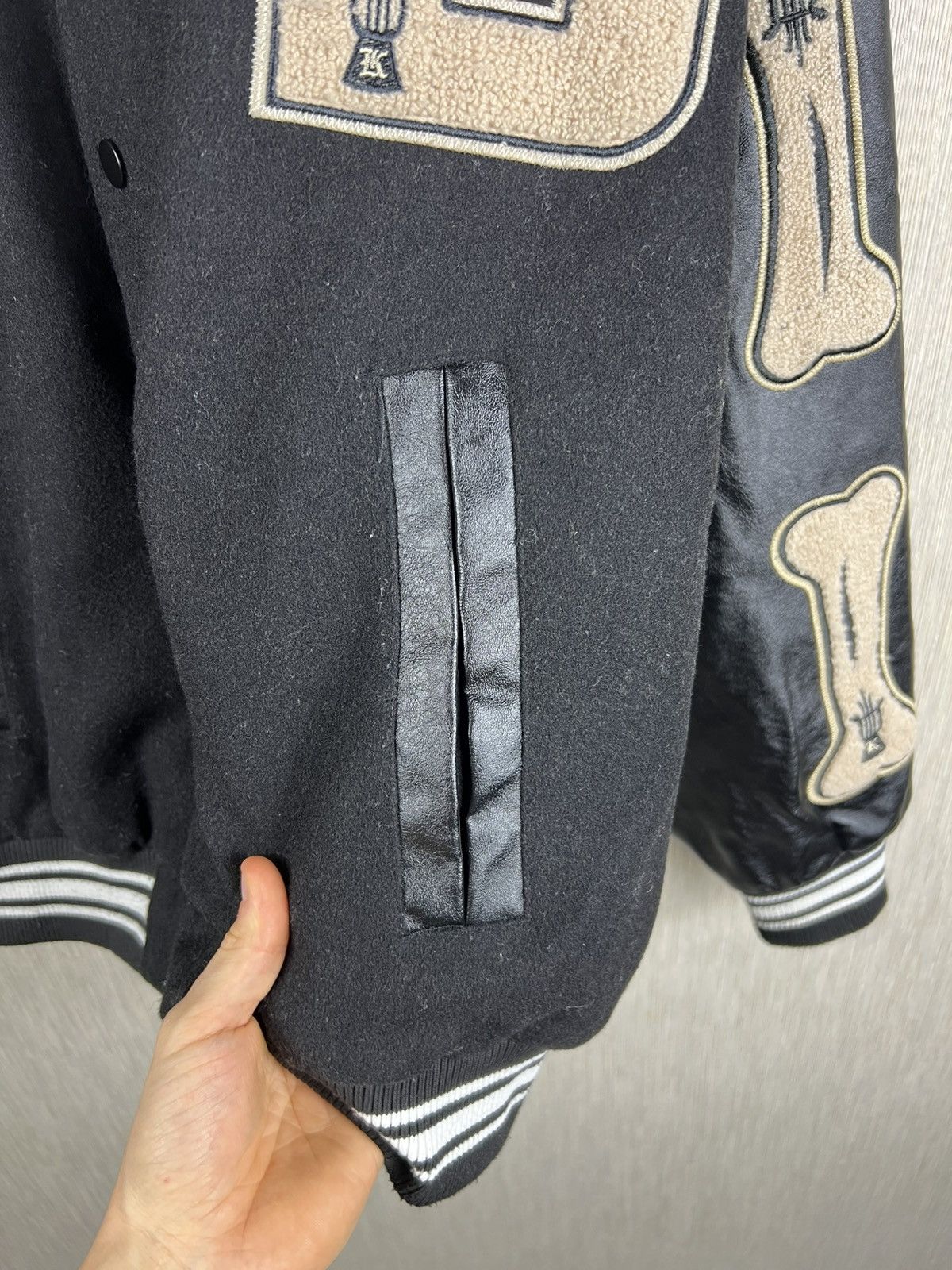 Japanese Brand Made Extreme leather wool varsity jacket kapital bones boxy Size US L / EU 52-54 / 3 - 16 Thumbnail