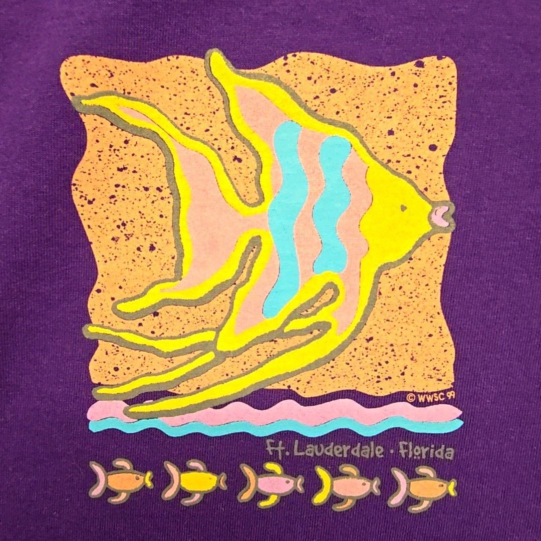 Vintage Vintage Fish Shirt Ft. Lauderdale Florida Purple Sleeper Tee Size XL / US 12-14 / IT 48-50 - 2 Thumbnail