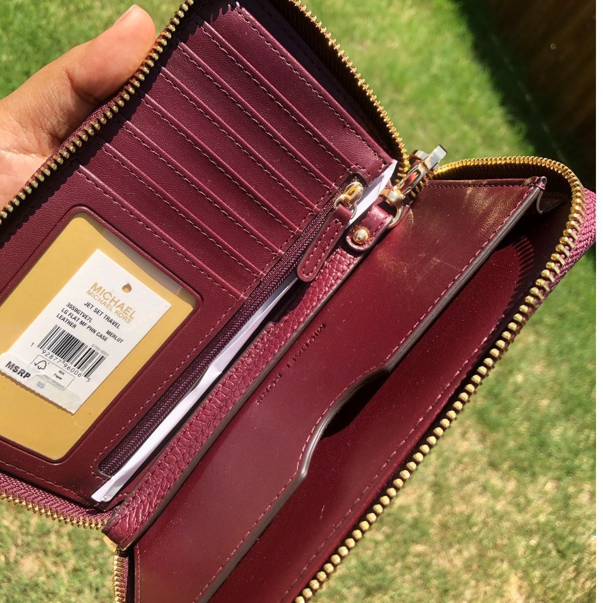 Michael Kors Michael Kors Large Flat Wallet/Wristlet Merlot Gold Tone Size ONE SIZE - 4 Thumbnail