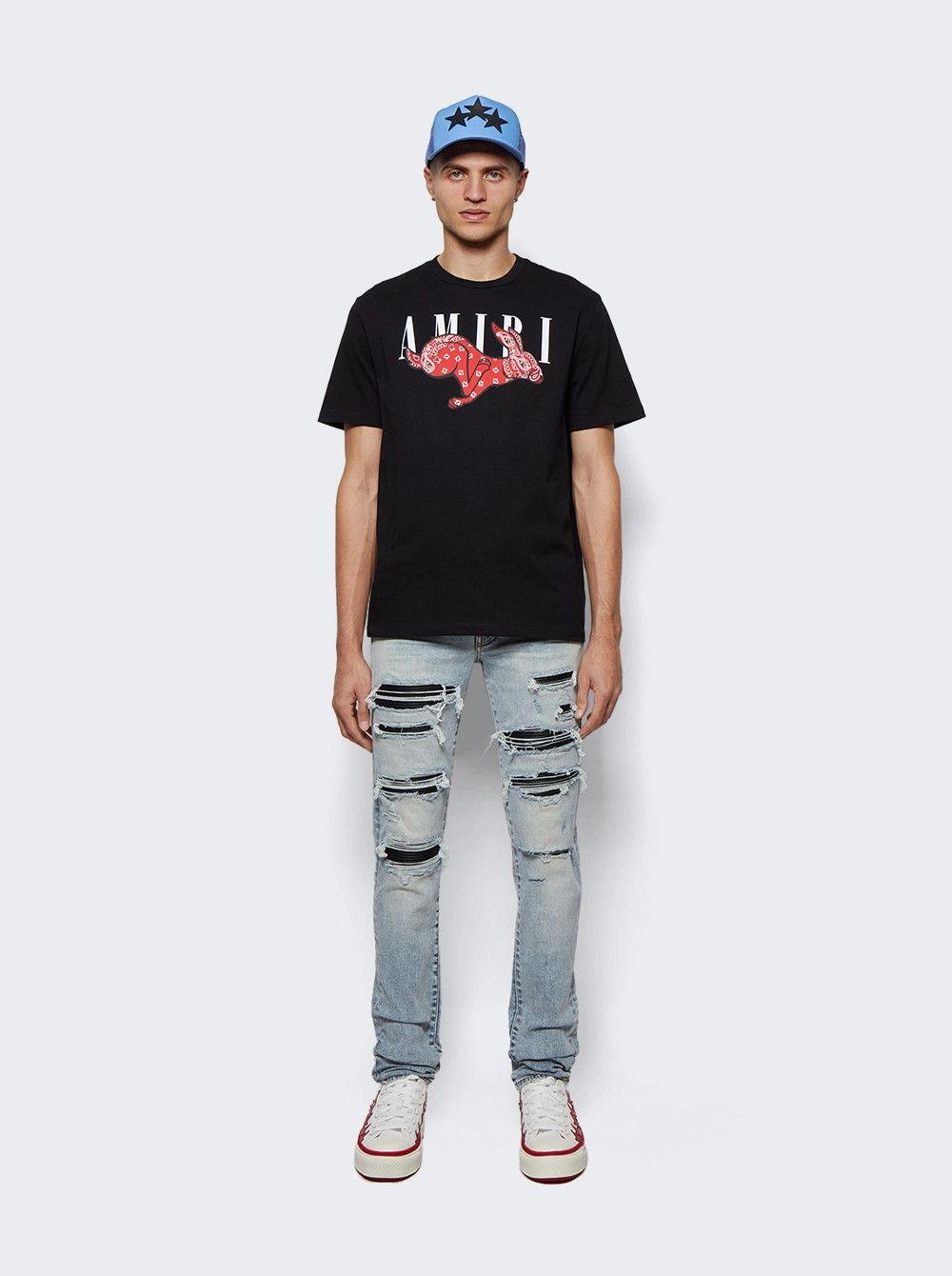Amiri o1mle0426 Stars Court Low-Top Sneakers in White/Red Size US 11 / EU 44 - 4 Thumbnail