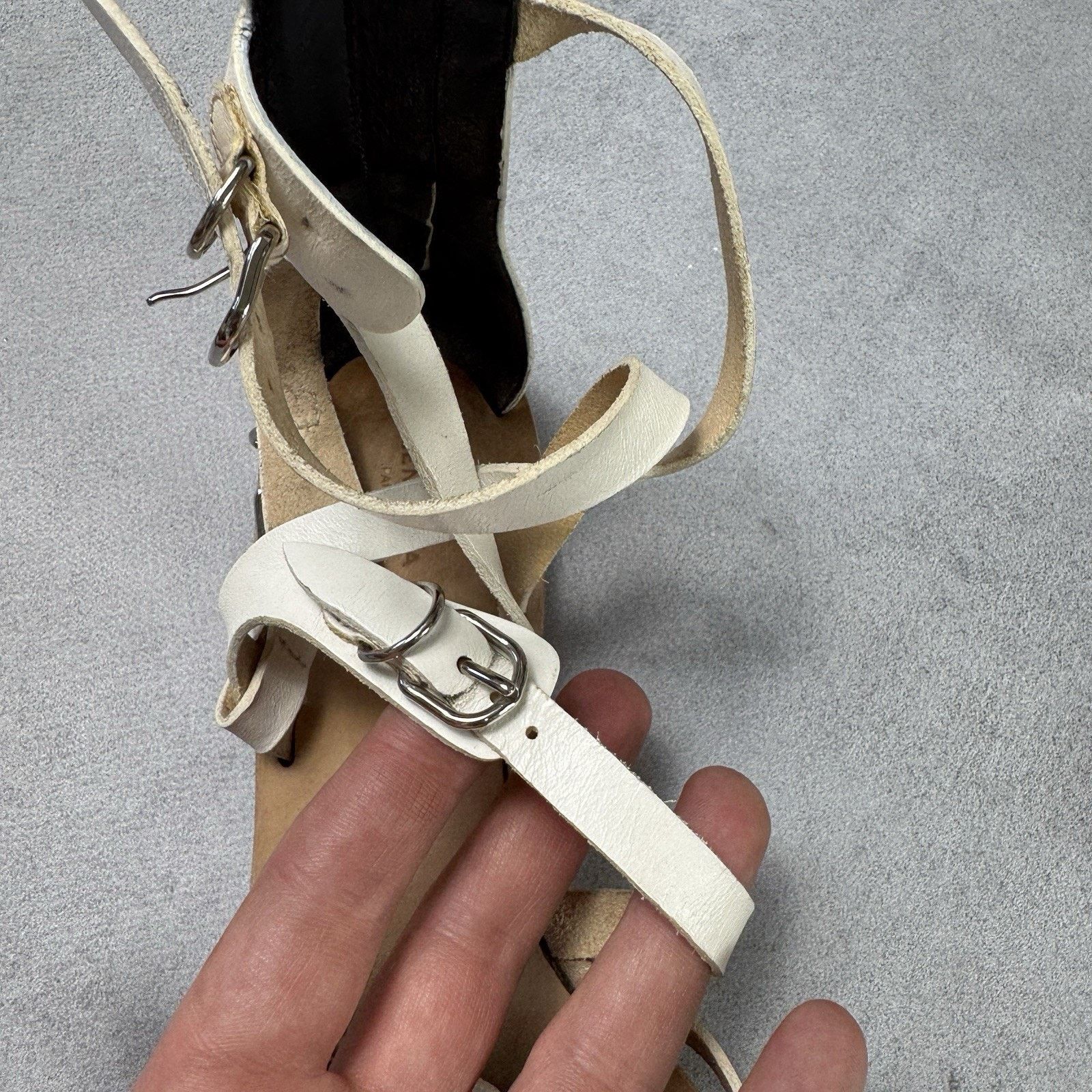 Balenciaga Balenciaga Bickle White Leather Gladiator Ankle Sandals 37 Size US 7 / IT 37 - 8 Thumbnail