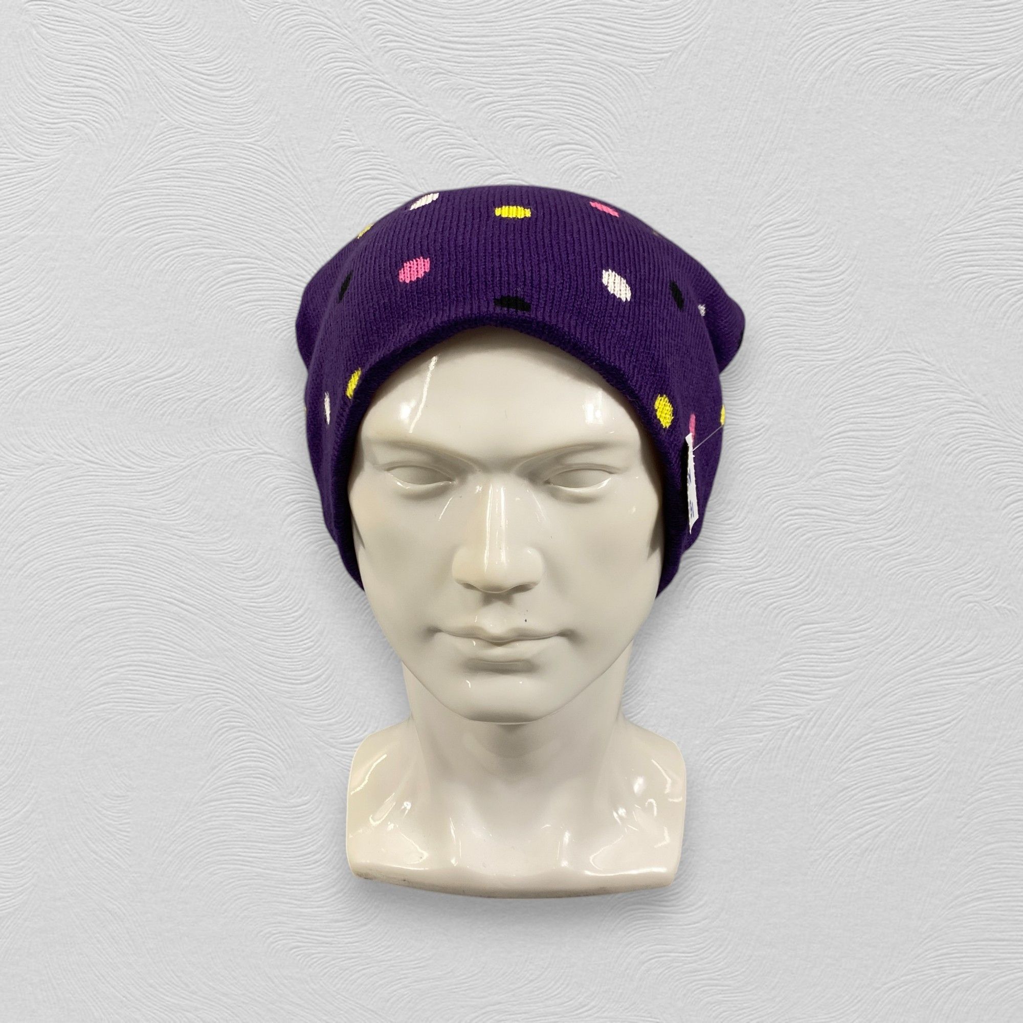 Japanese Brand Slouchy Beanie Hat With Rainbow Dots -BN931 Size ONE SIZE - 3 Thumbnail