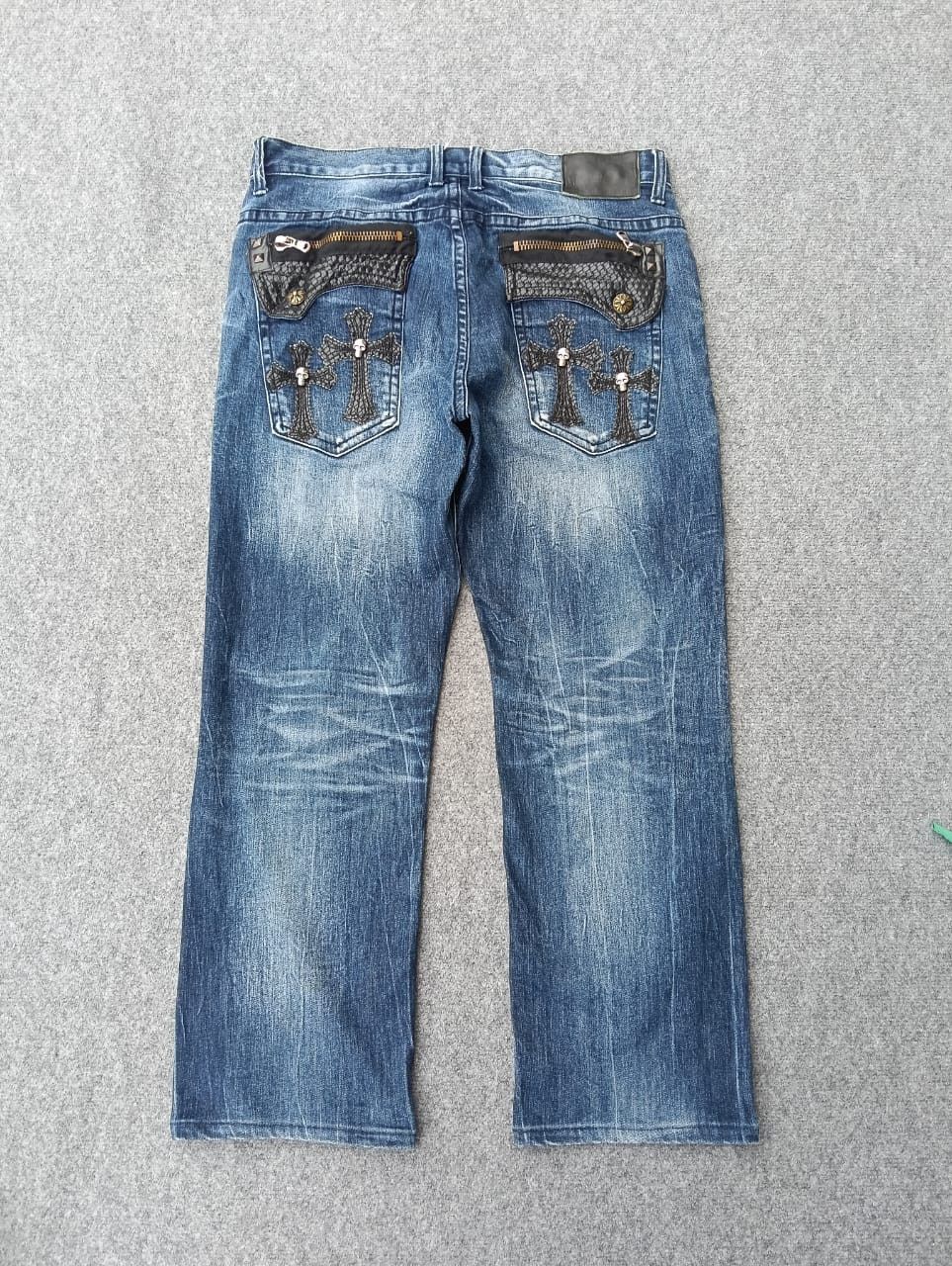 Affliction Be Ambition Japanese Denim Jeans Chrome Hearts Style Button. Size US 35 - 1 Thumbnail