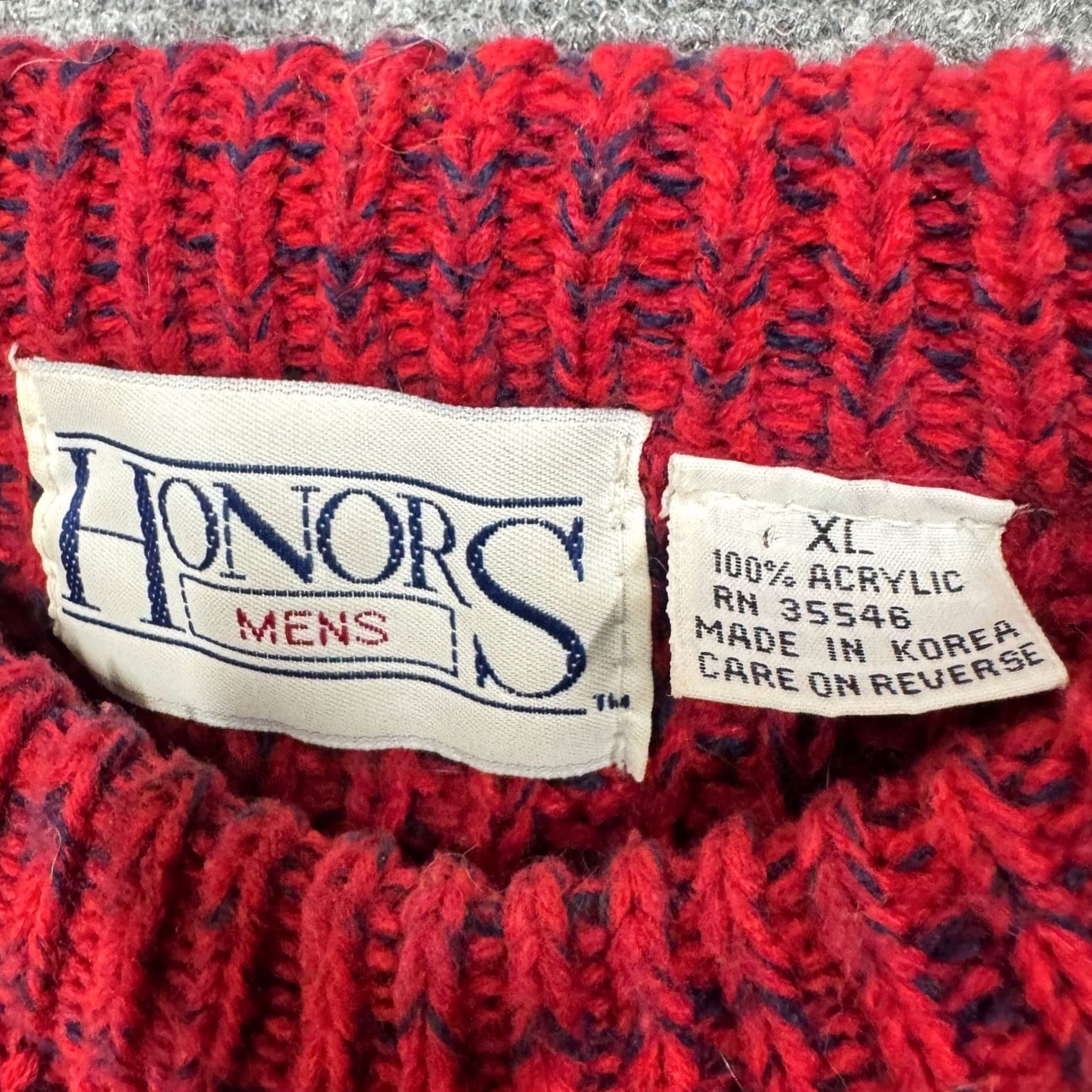 Vintage VINTAGE Honors sweater Mens XL Red Knitted Long sleeve Pullover Y2K Heavyweight Size US XL / EU 56 / 4 - 4 Thumbnail