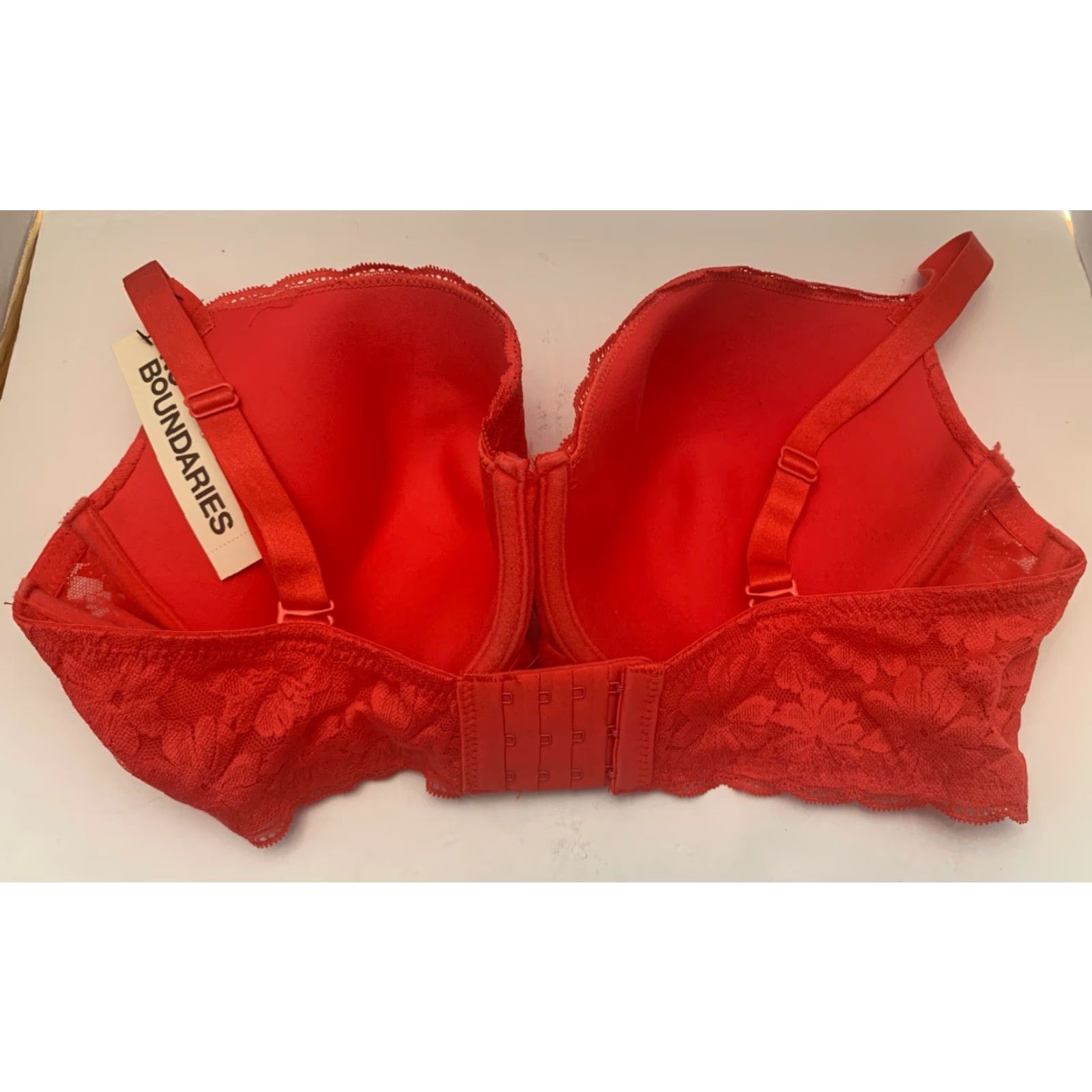 Vintage No Boundaries Bra 40D Red Floral Lace Underwire Balconette Adjustable Strap Women's Size ONE SIZE - 3 Thumbnail