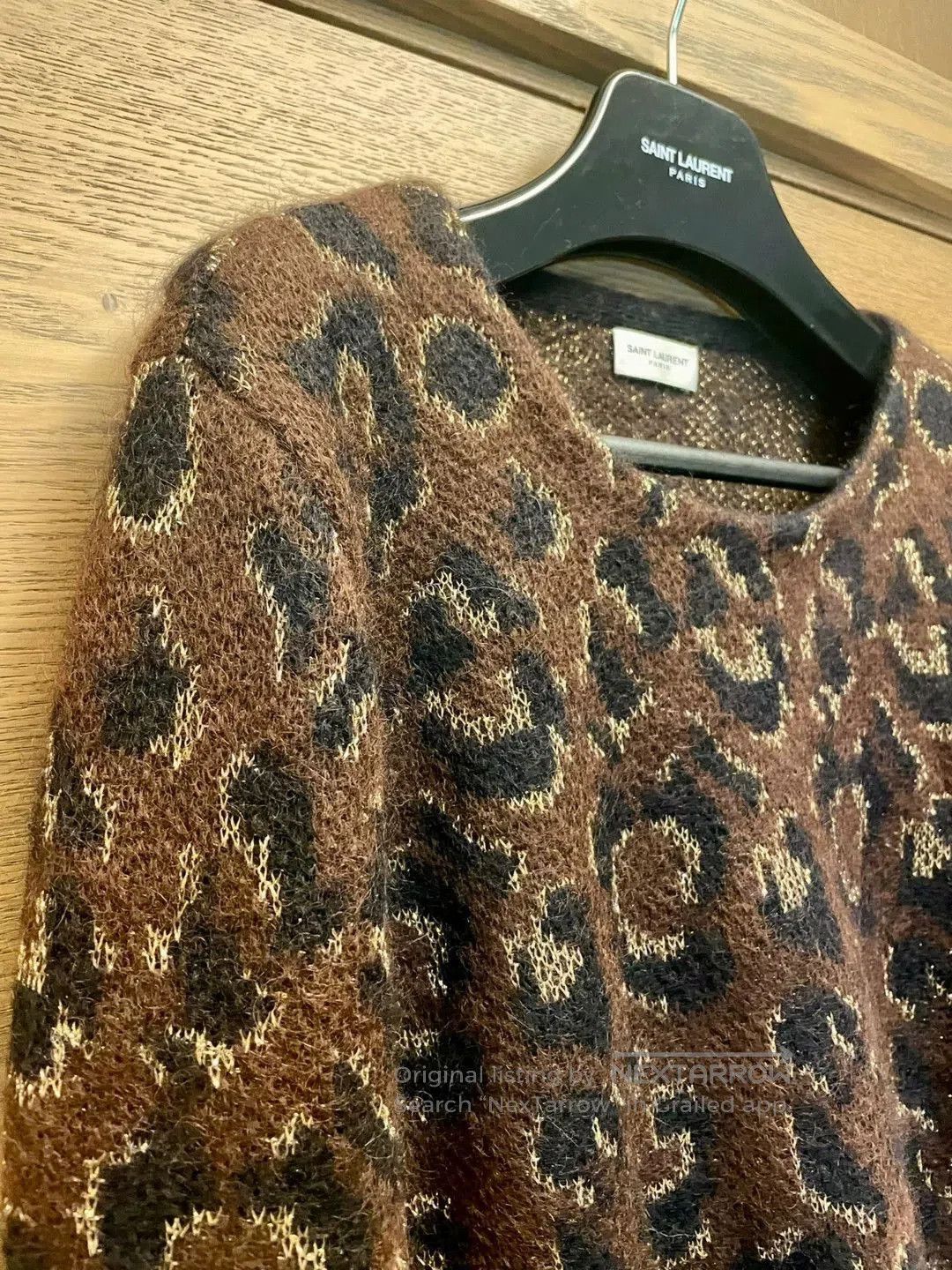 Saint Laurent Paris Brown Leopard Print Long Sleeve Knit Sweater. Size US M / EU 48-50 / 2 - 3 Thumbnail