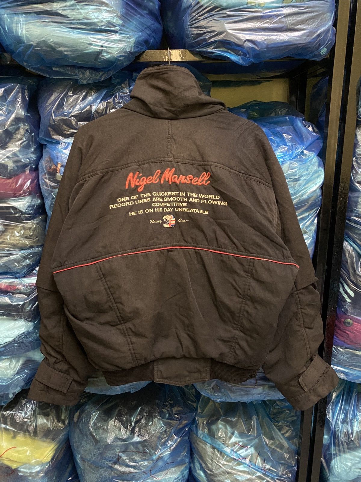 Formula 1 Nigel Mansell Racing Bomber Jacket 1990s Black F1 Motorsport Size US L / EU 52-54 / 3 - 3 Thumbnail