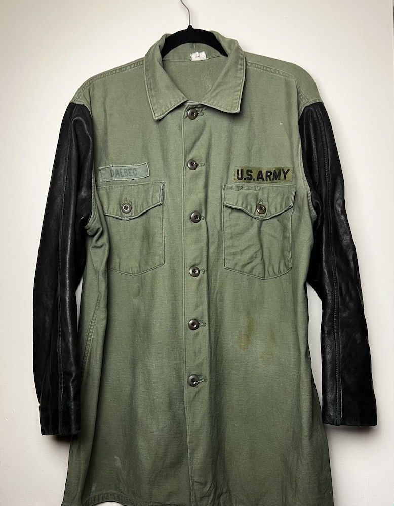 Vintage Vintage 60's-70's US Army Shirt Jacket w Leather Sleeves Size US S / EU 44-46 / 1 - 3 Thumbnail