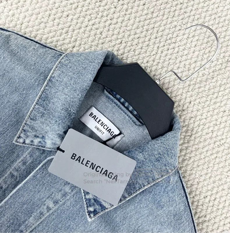 Balenciaga Balenciaga Light Blue Washed Distressed Embroidered Letter Size US XS / EU 42 / 0 - 3 Thumbnail