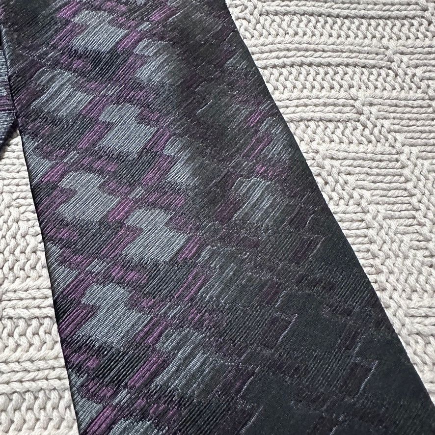 Vintage Piero Como gray purple metallic abstract geometric silk tie Size ONE SIZE - 2 Thumbnail