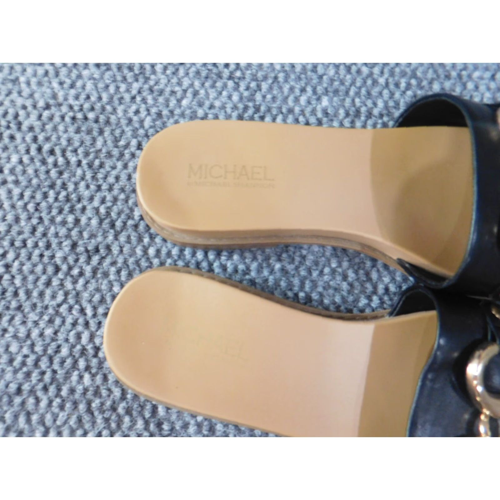 Vintage Michael Shannon Womens Sandals Slip On Slides 9 Black Leather Studded Adjustable Strap 90s Boys Mens Womens Size US 9 / IT 39 - 2 Thumbnail