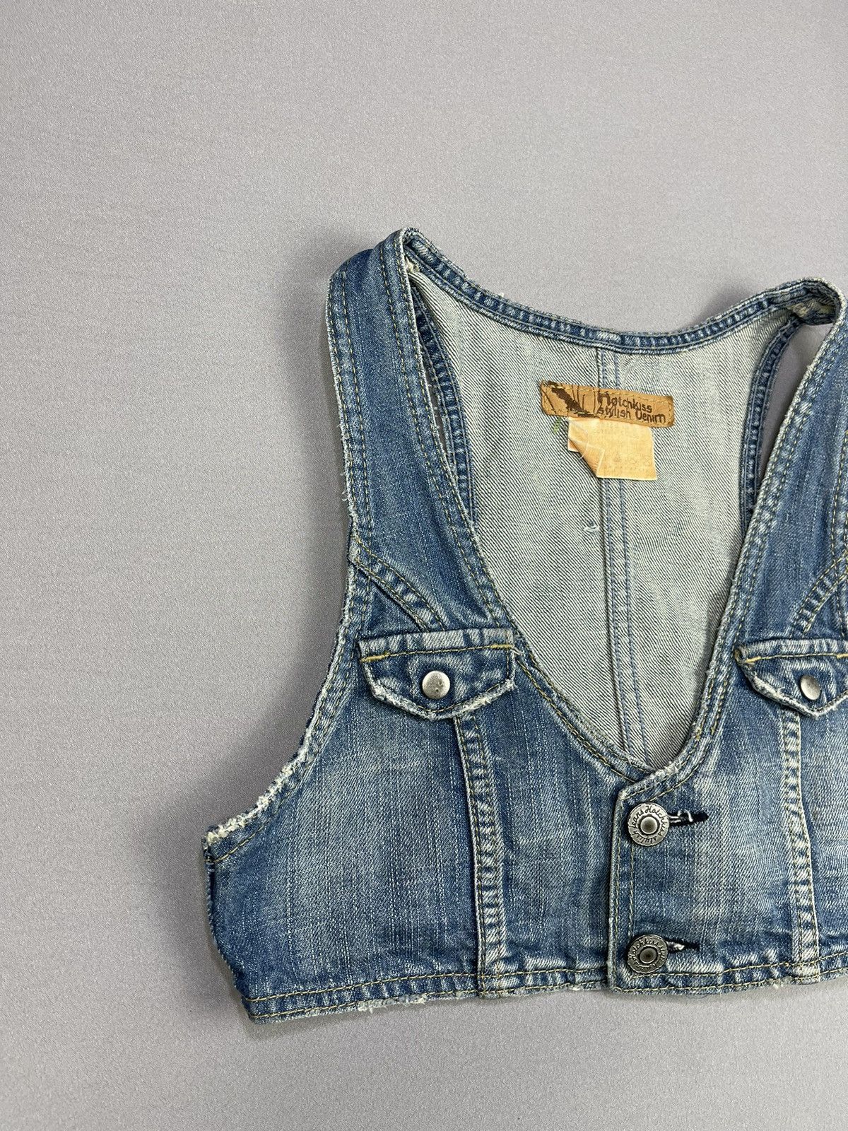 If Six Was Nine RARE🔥 Vintage HOTCHKISS Stylish Denim Bra Tank Tops Size XS / US 0-2 / IT 36-38 - 3 Thumbnail