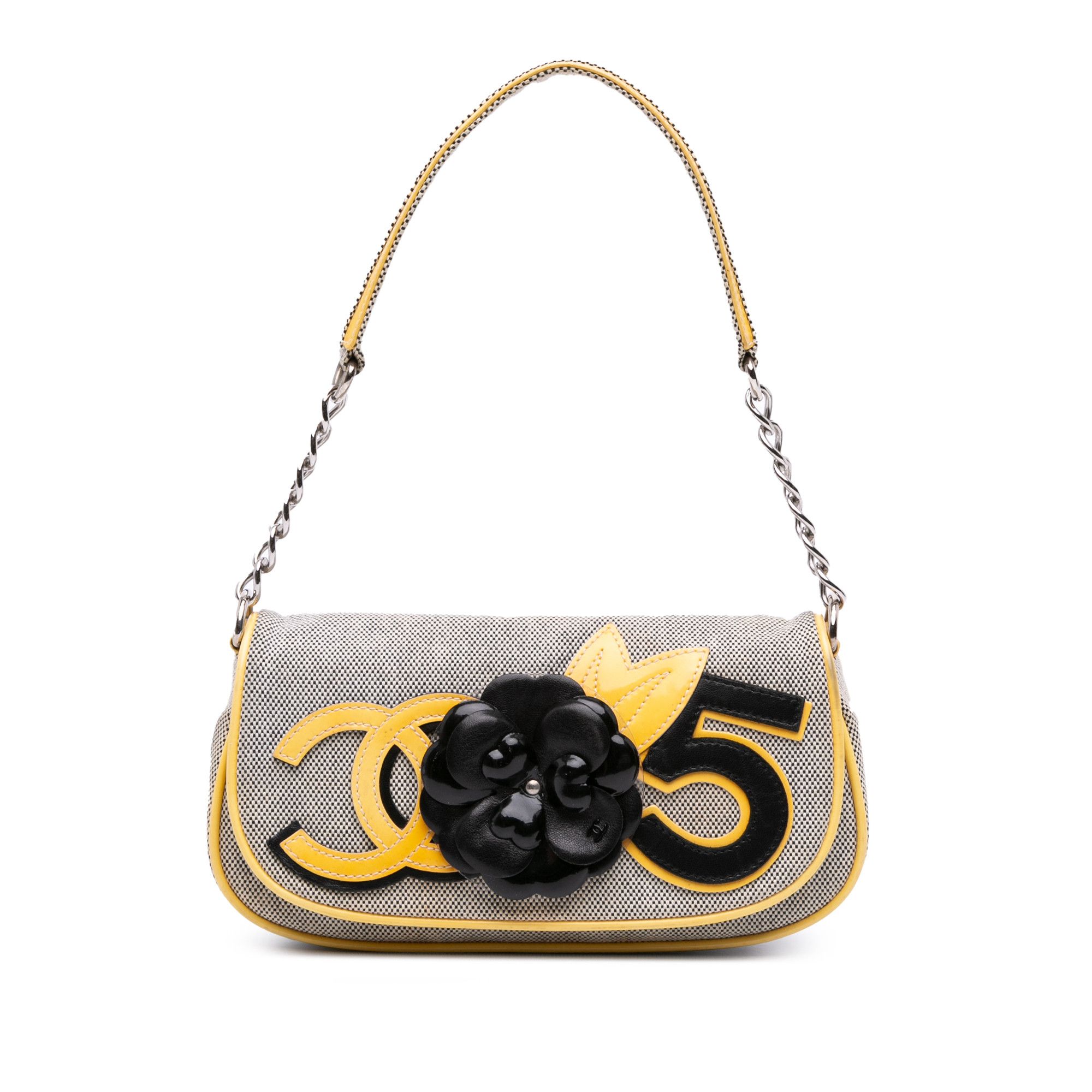Chanel Canvas Cc Camellia No. 5 Shoulder Bag in Grey, Women's