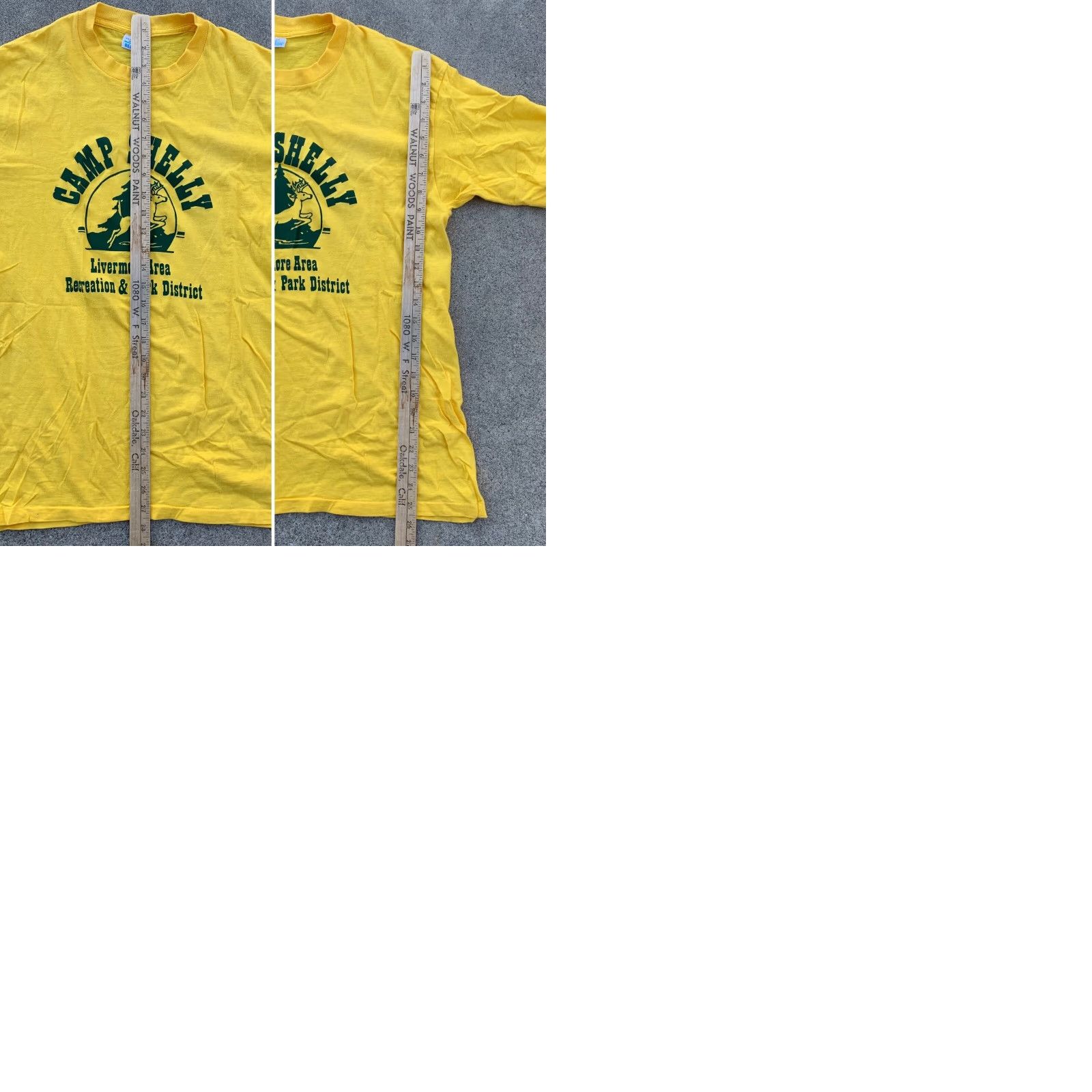 Vintage VINTAGE Belton Camp Shelly Livermore ARPD t shirt 1980s Yellow Cotton Crew Neck Short Sleeve Men L Size US L / EU 52-54 / 3 - 9 Thumbnail